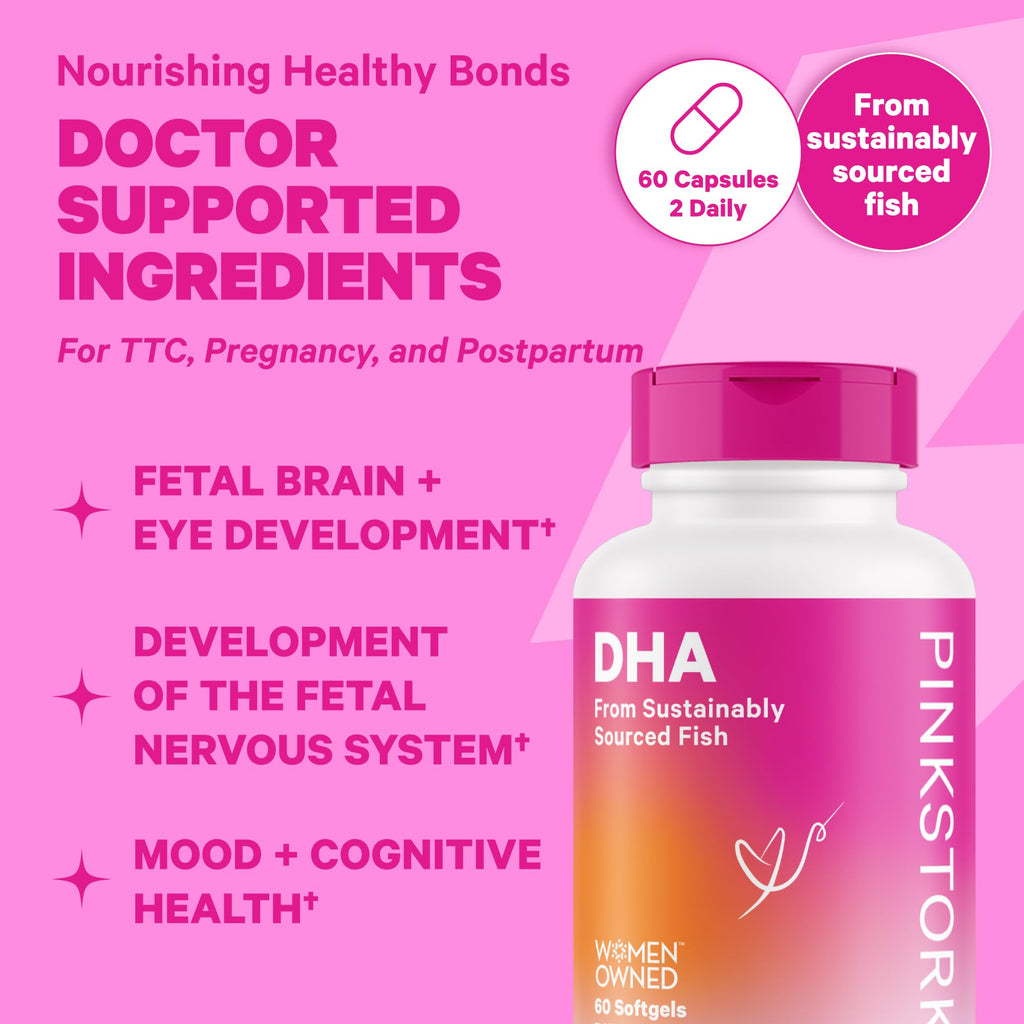 Pink Stork Premium Prenatal Duo: Premium Prenatal Vitamin + DHA, Prenatal Probiotics for Women Pink Stork