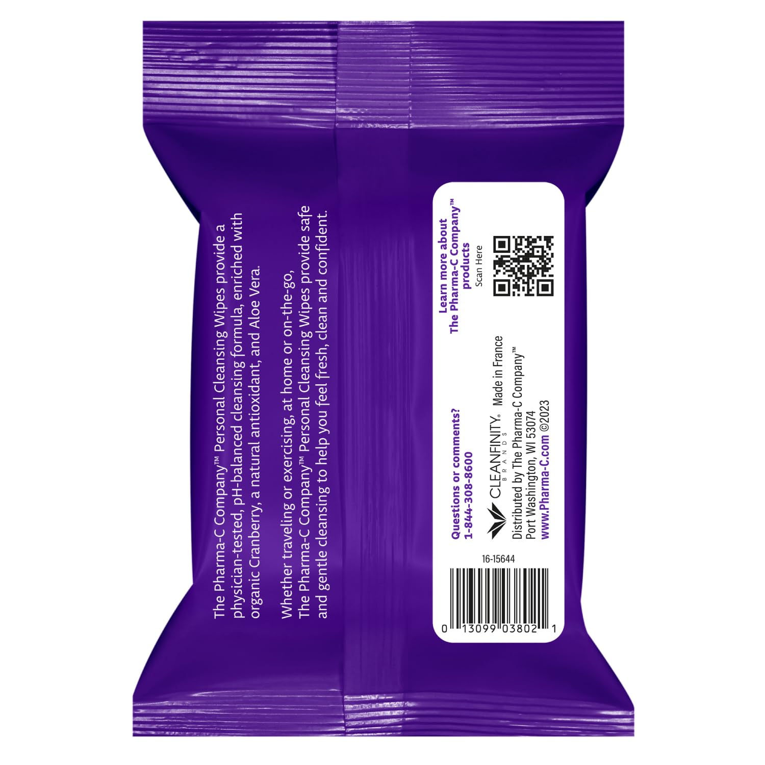 The Pharma-C Company Personal Cleansing Wipes [2 packs of 20 wipes] - Enriched with Cranberry & Aloe Vera - AB Mystery