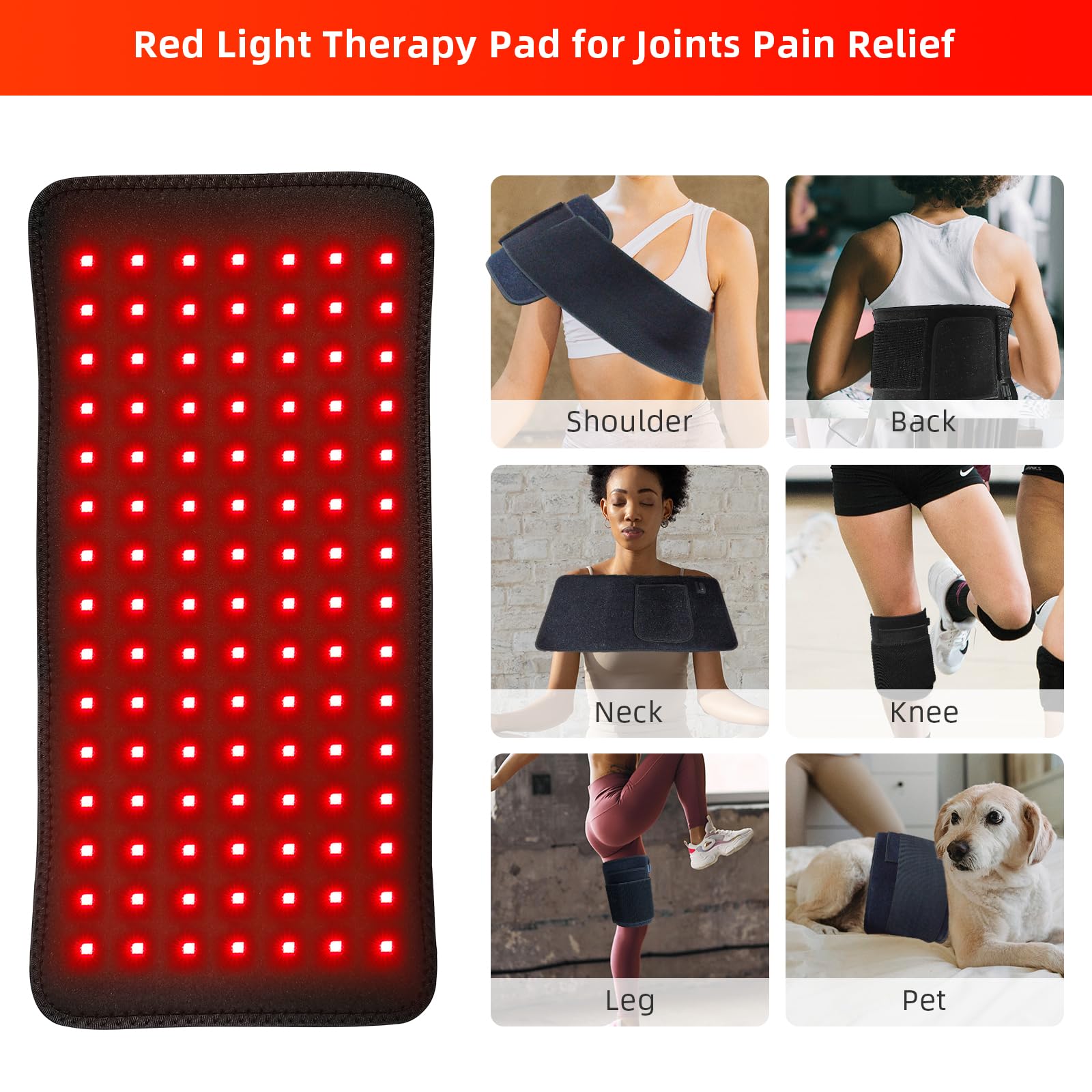 Red Light Therapy Infrared Light Therapy Heating Wrap Belt for Body Back Knee Shoulder Waist Muscle Pain - AB Mystery