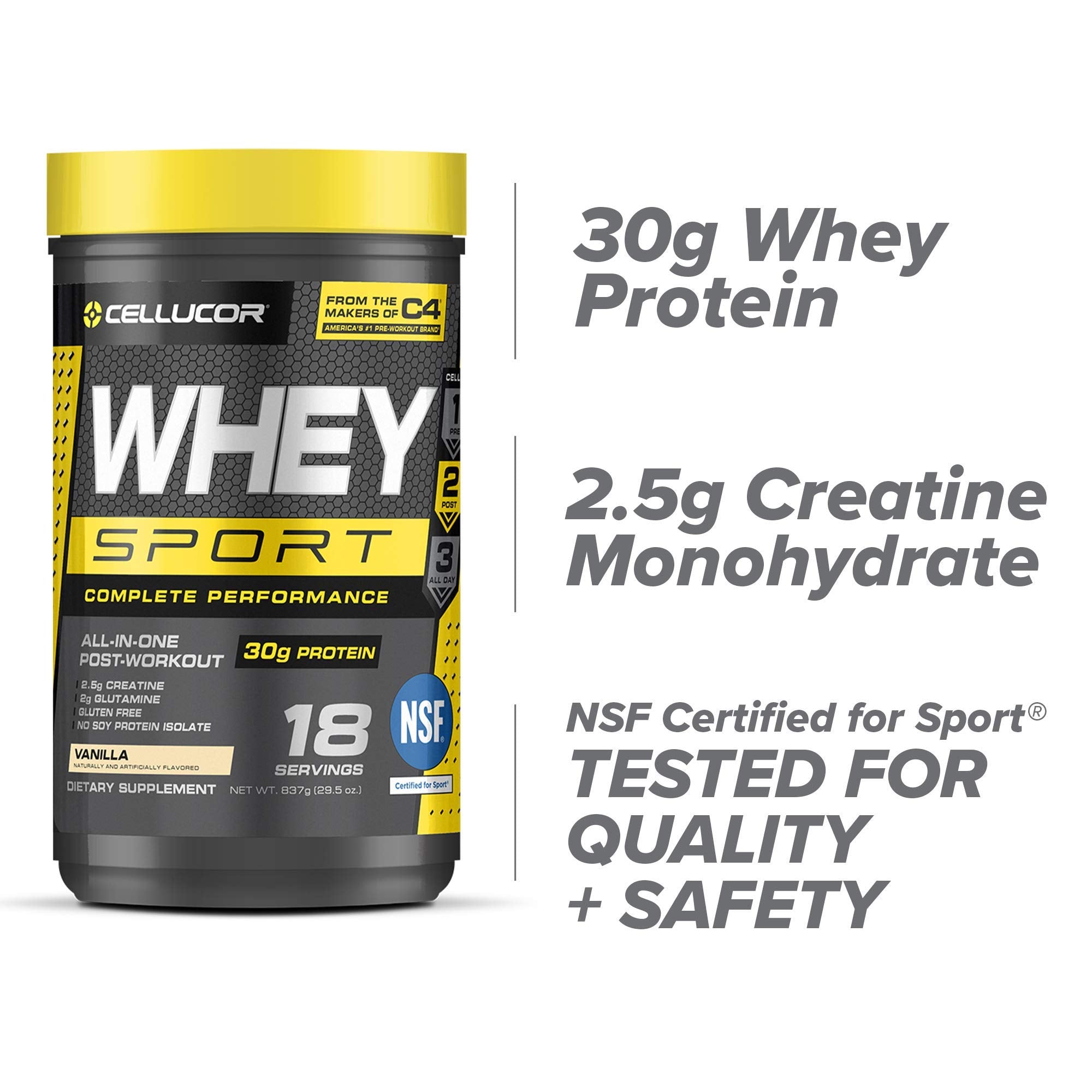 Cellucor Whey Sport Protein Powder Vanilla | Post Workout Recovery Drink with Whey Pro - AB Mystery
