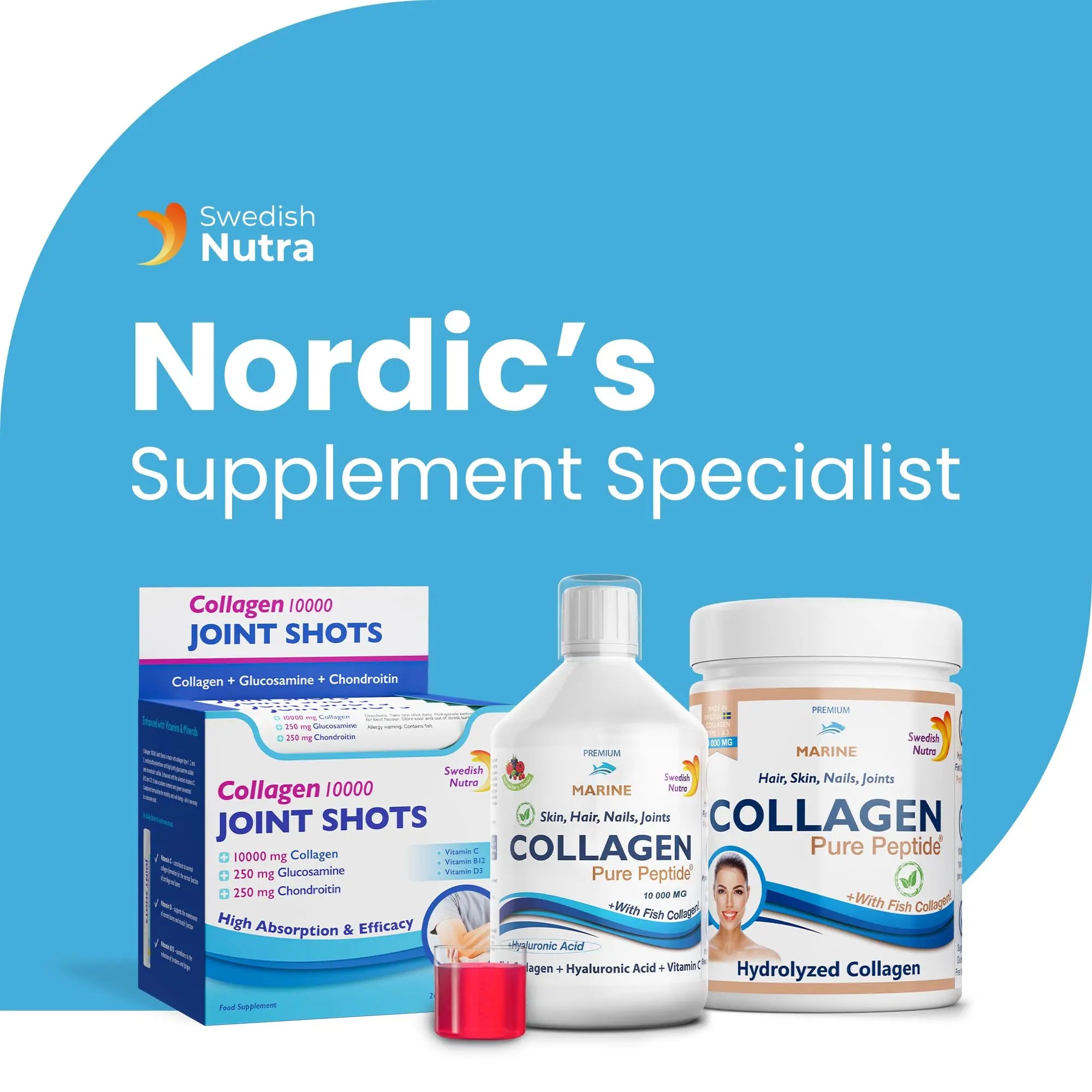 Marine Liquid Collagen 10000mg 500 ml I Pure Hydrolyzed Collagen Peptides Swedish Nutra