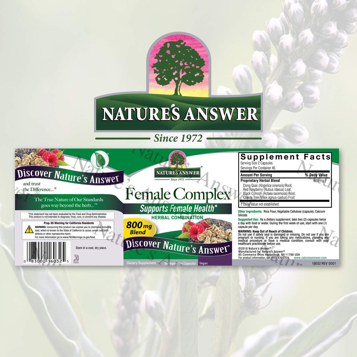 Nature's Answer Female Complex 800mg 90-Capsules | Menopause Symptom Support - AB Mystery