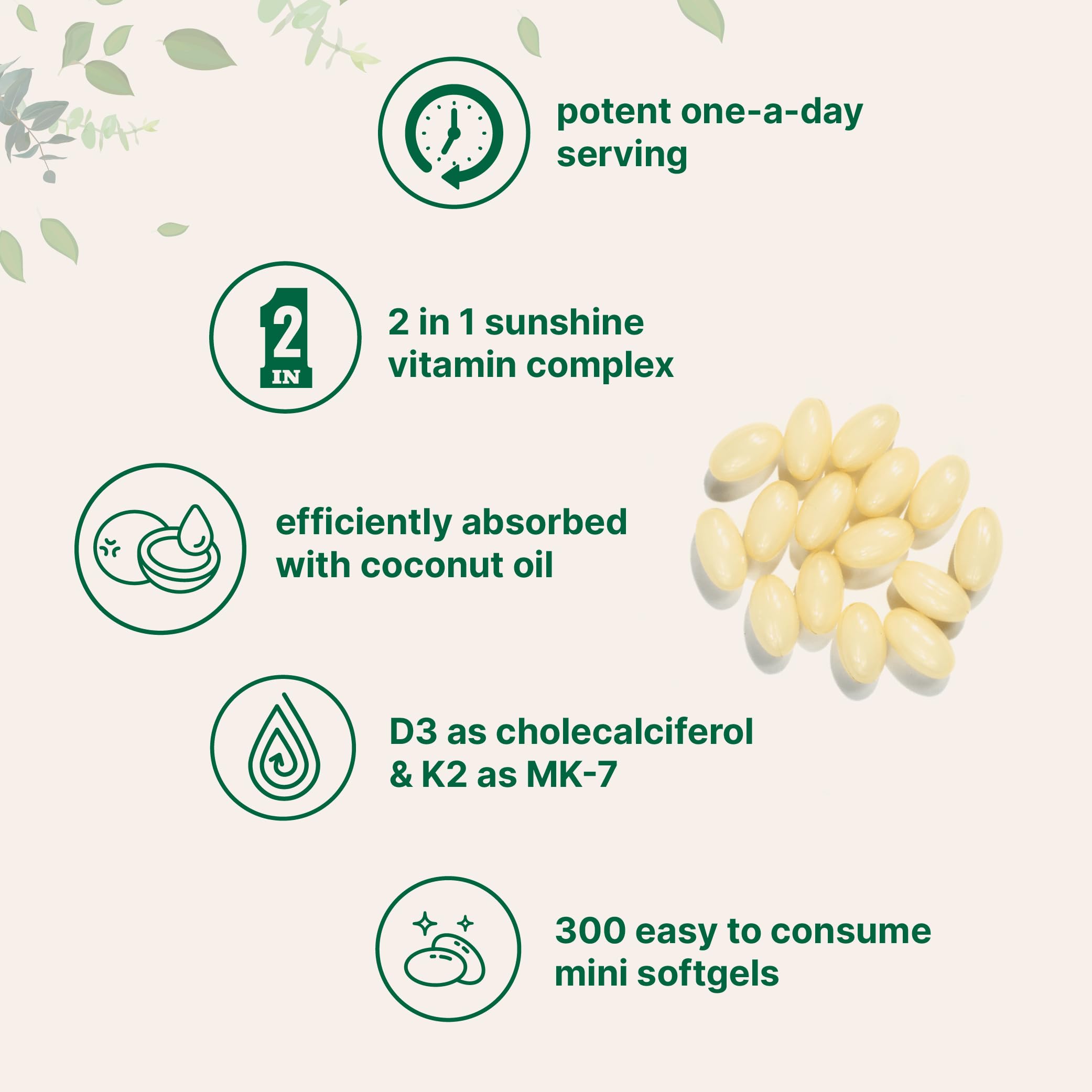 Micro Ingredients Vitamin D3 5000 IU Plus K2 (MK-7) 100 mcg, 300 Virgin Coconut Oil Softge - AB Mystery