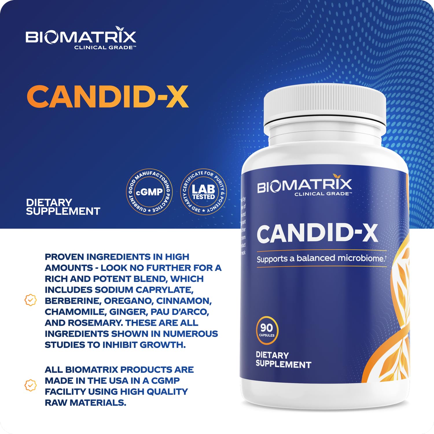 BioMatrix Candid-X Gut Cleanse with Berberine, Oregano, Sodium Caprylate, Chamomile, Ginger - AB Mystery