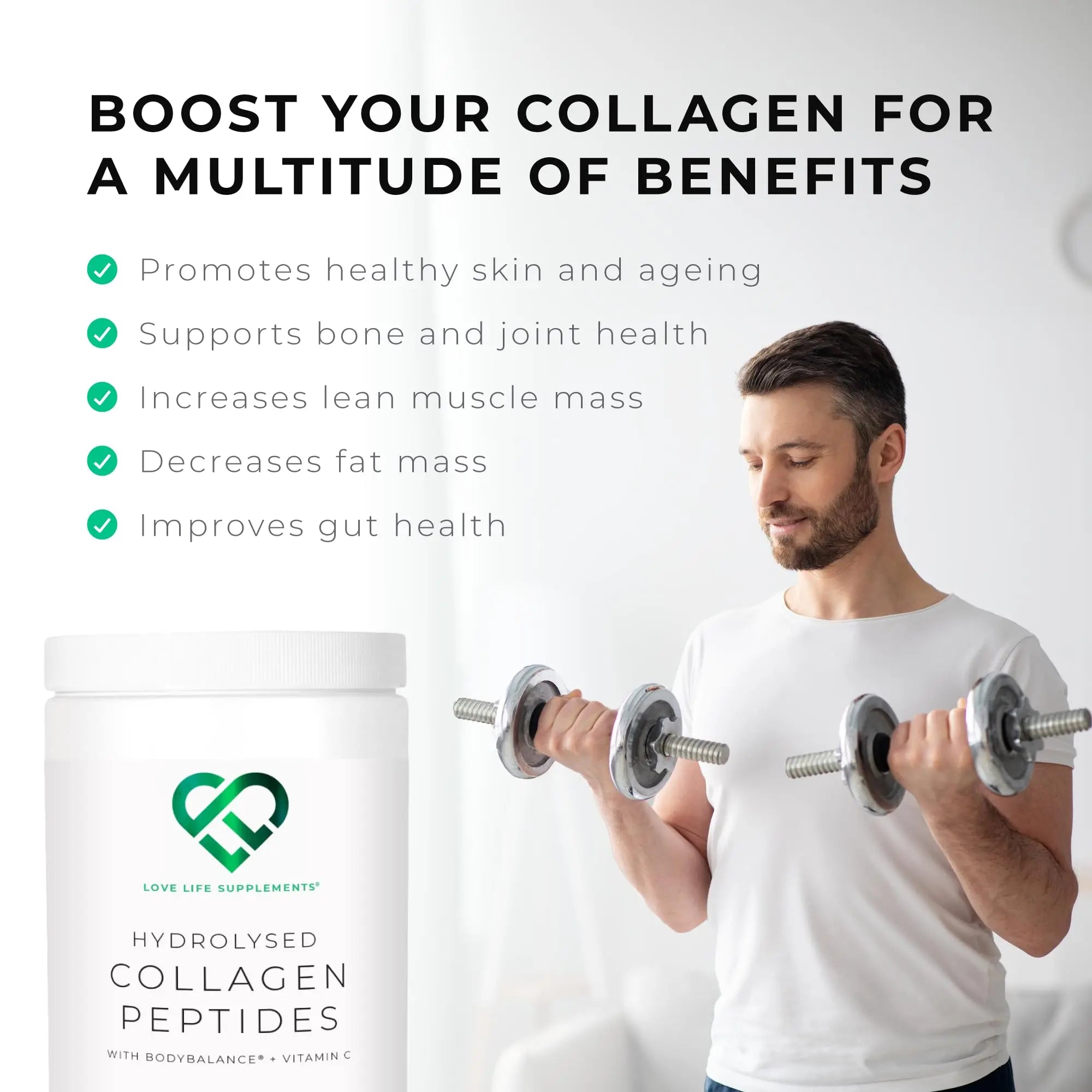 BODYBALANCE® Collagen Powder by LLS - Hydrolysed Bovine Collagen Peptides Types 1 & 3 with Vitamin C - Joint, Ligament - AB Mystery