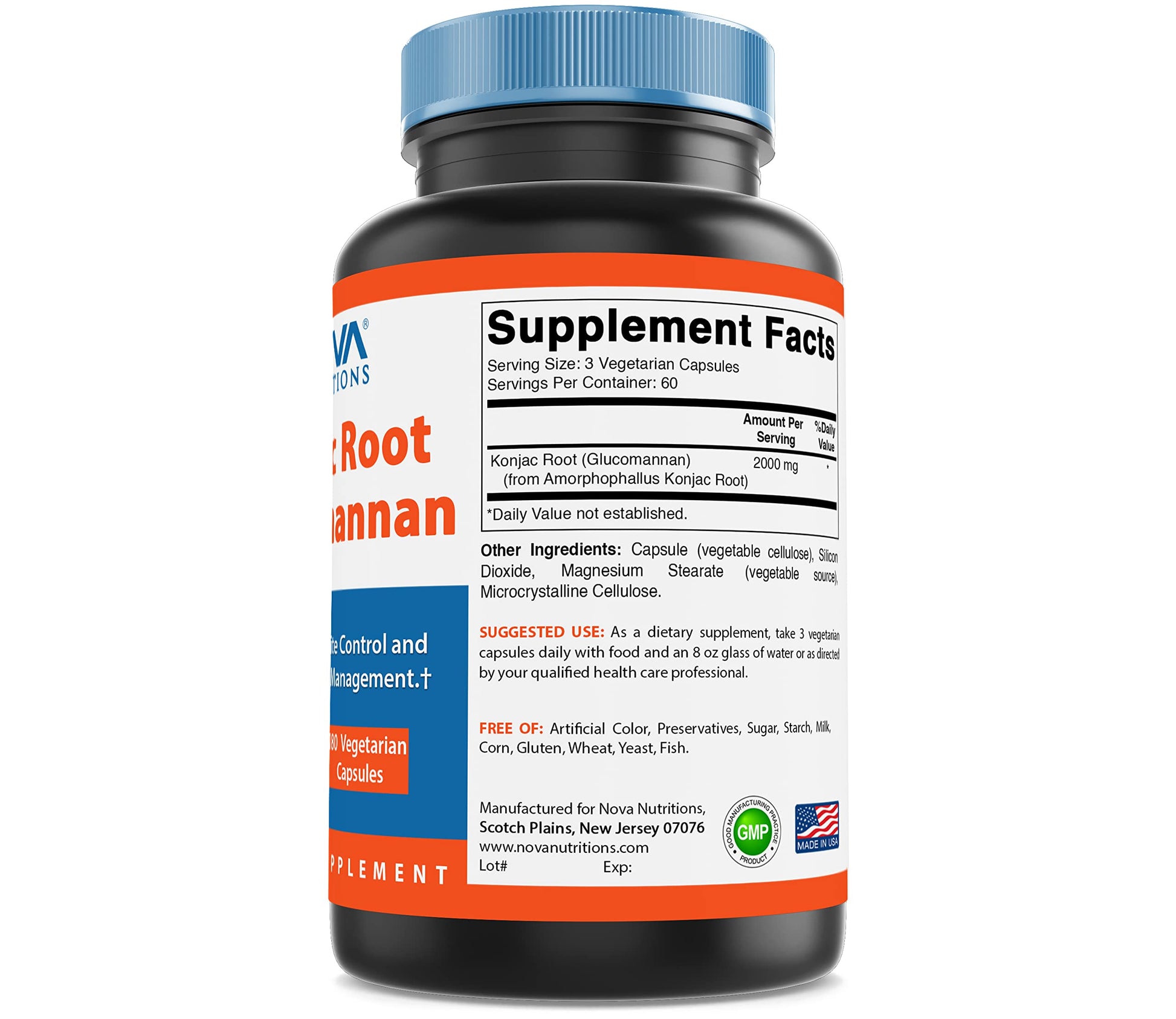 Nova Nutritions 2 Pack Konjac Root Glucomannan Capsules 2000 mg/Serving Veggie Caps - AB Mystery