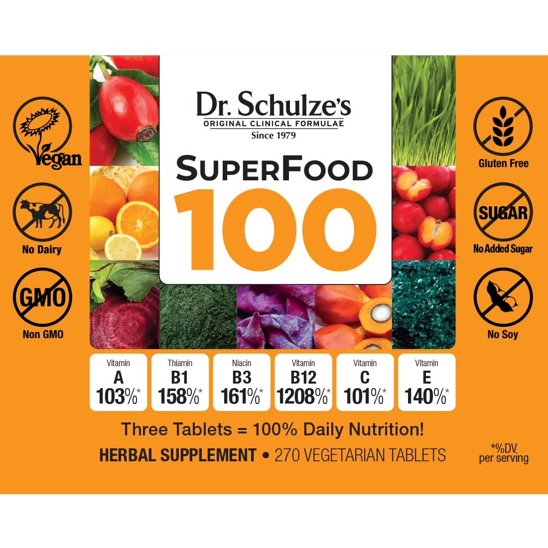 Dr. Schulze's | SuperFood 100 | Vitamin & Mineral Herbal Concentrate | Dietary Supplement - AB Mystery