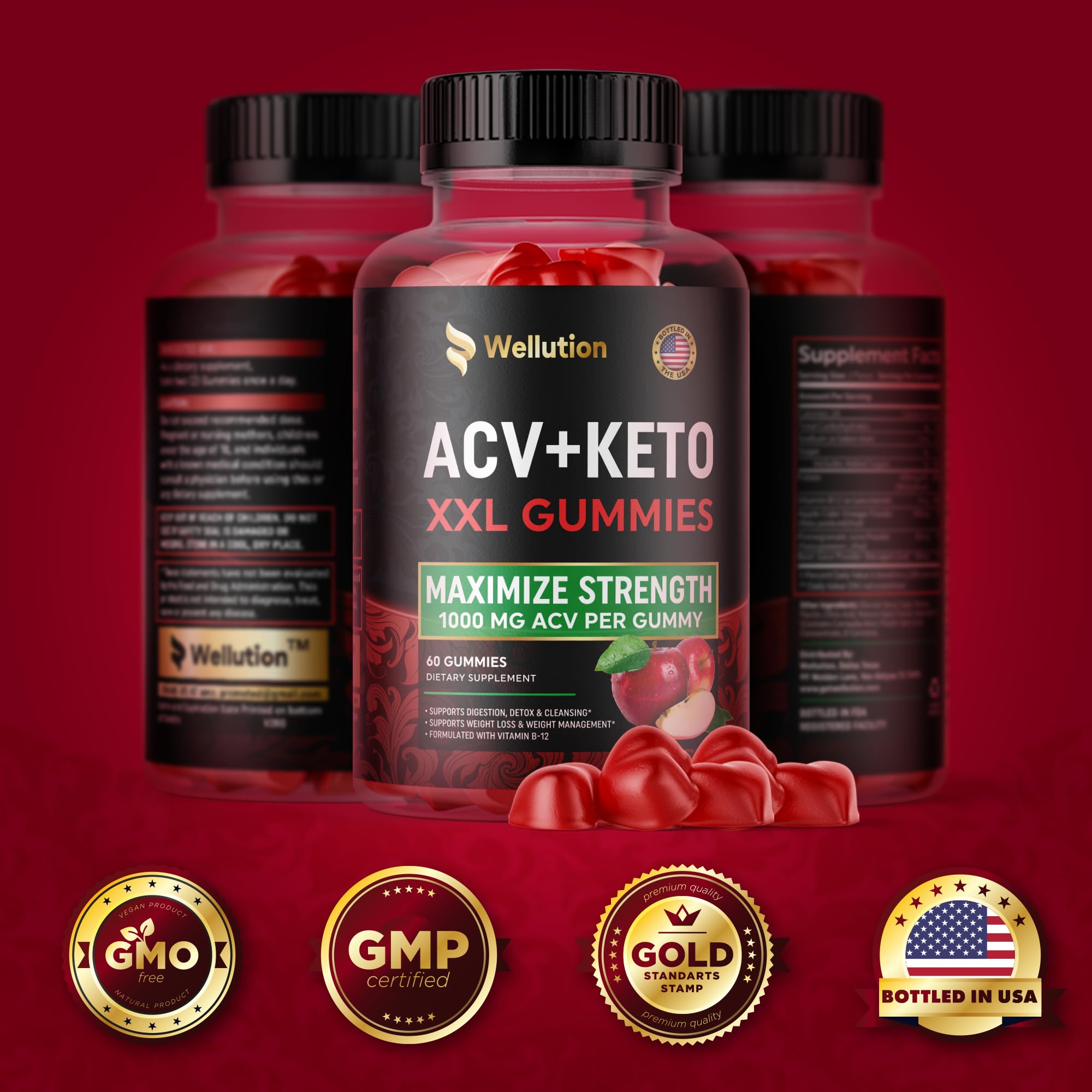 WELLUTION Apple Cider Vinegar 120 XXL Gummies - Support Digestion & Weight Management… - AB Mystery