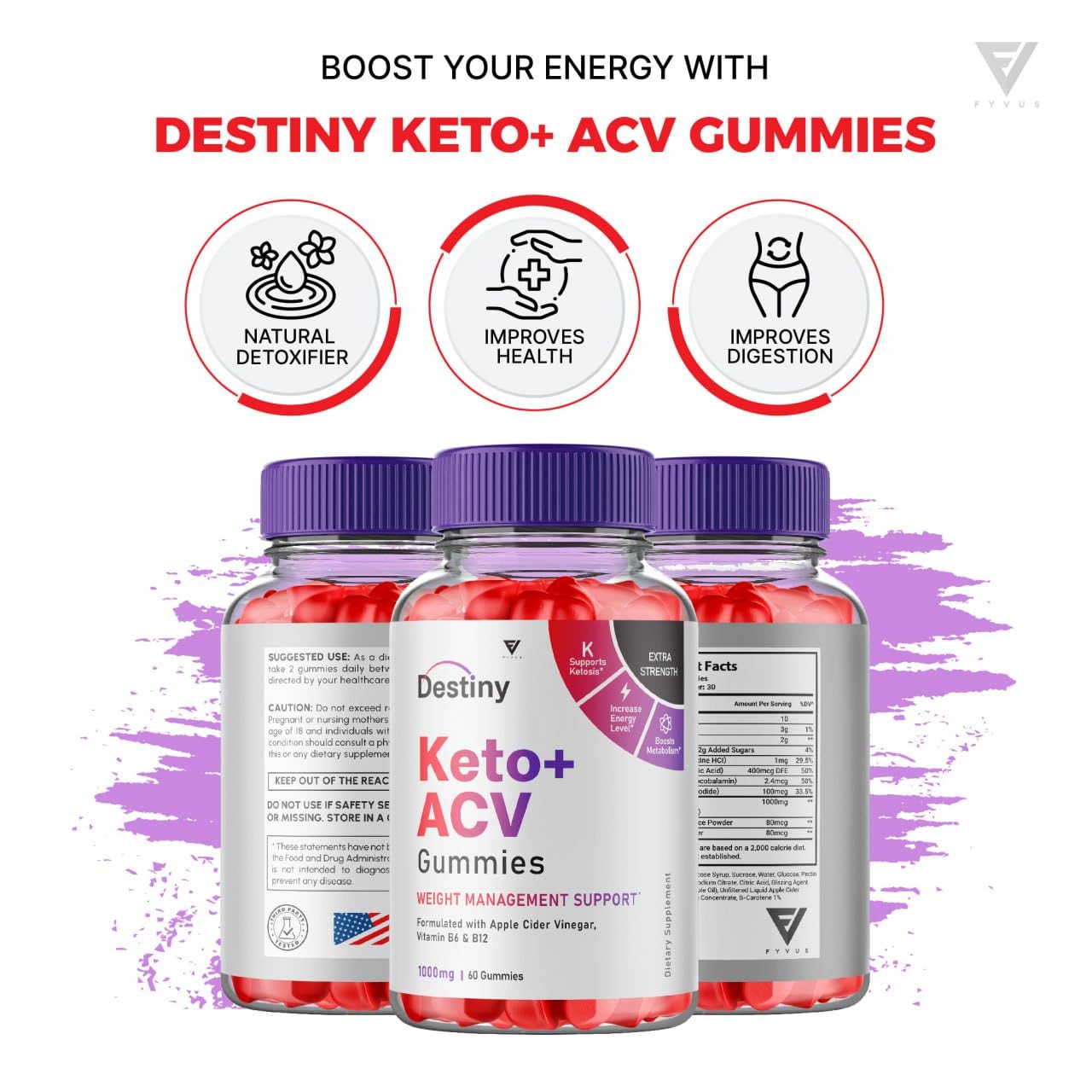 (3 Pack) Destiny Keto ACV Gummies Advanced Weight Loss, Destiny Keto Gummies Kelly