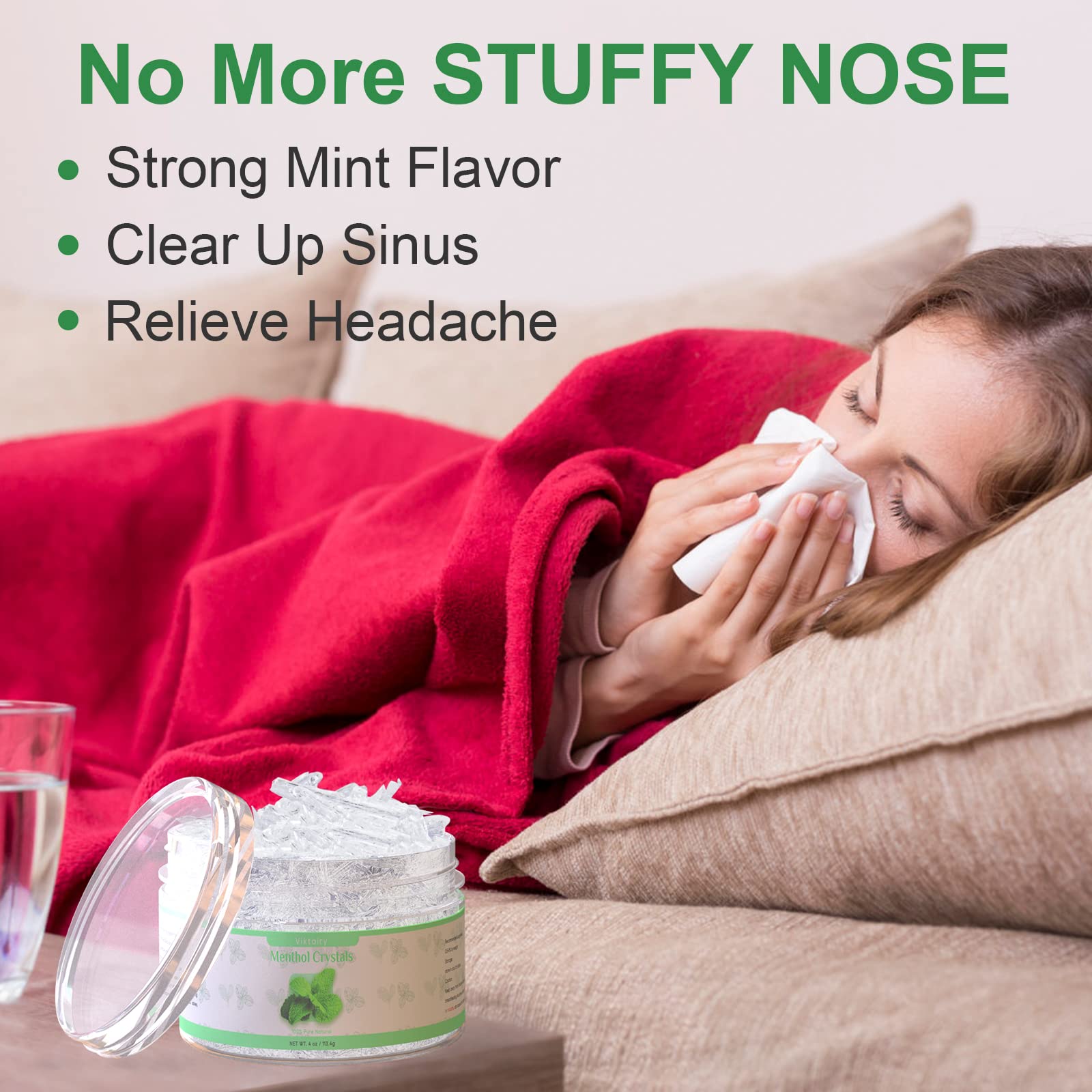 Viktairy Menthol Crystals 2 oz, 100% Pure Organic Mint Crystals | Great for Making Shower Steamers - AB Mystery