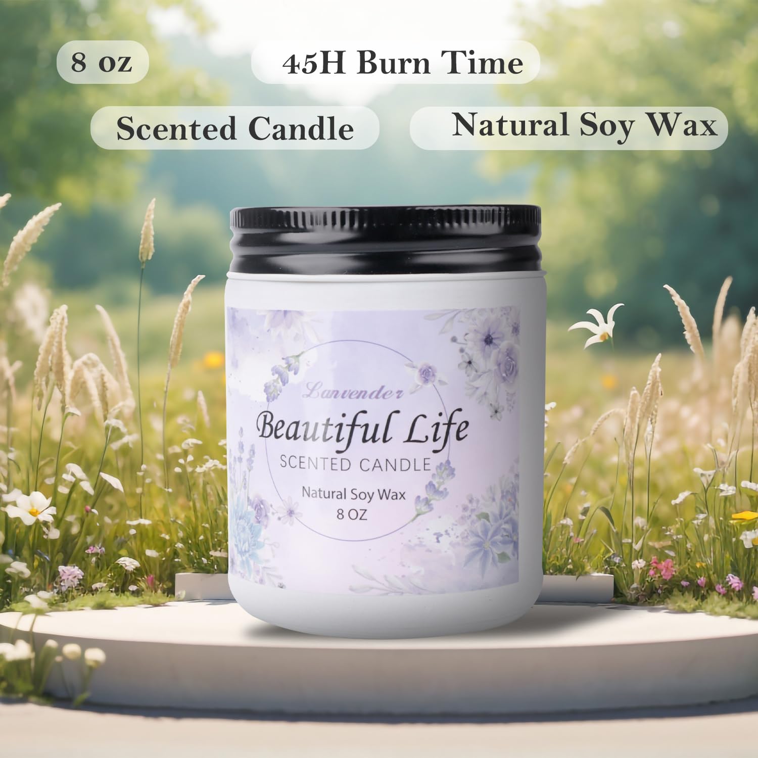 AMIDONSO Lavender Candles for Home Scented,8 oz Aromatherapy Candles Gift,45 Hour Long - AB Mystery