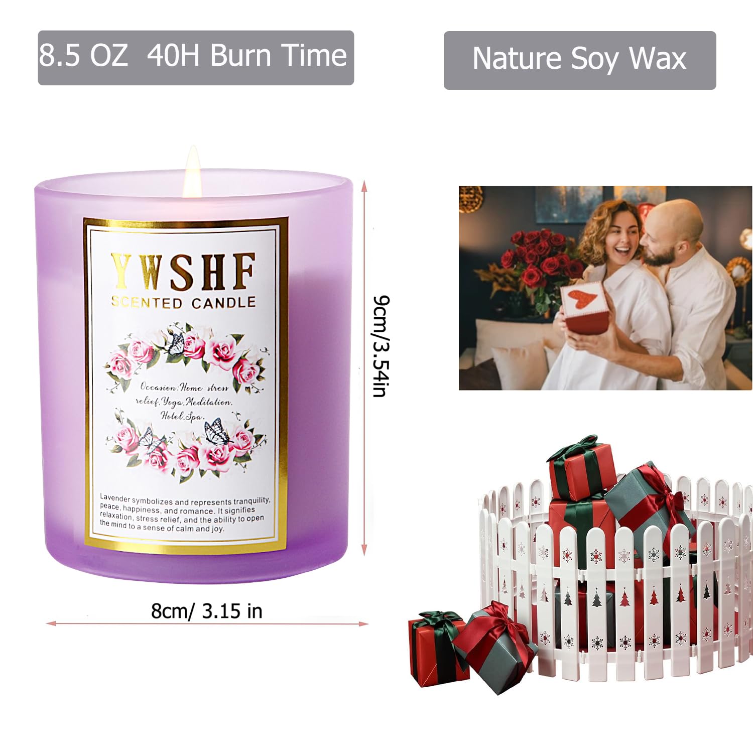 YWSHF Aromatherapy Candles,Scented Candle,Lavender Candle,8.5oz Stree Relief Candles Gift - AB Mystery