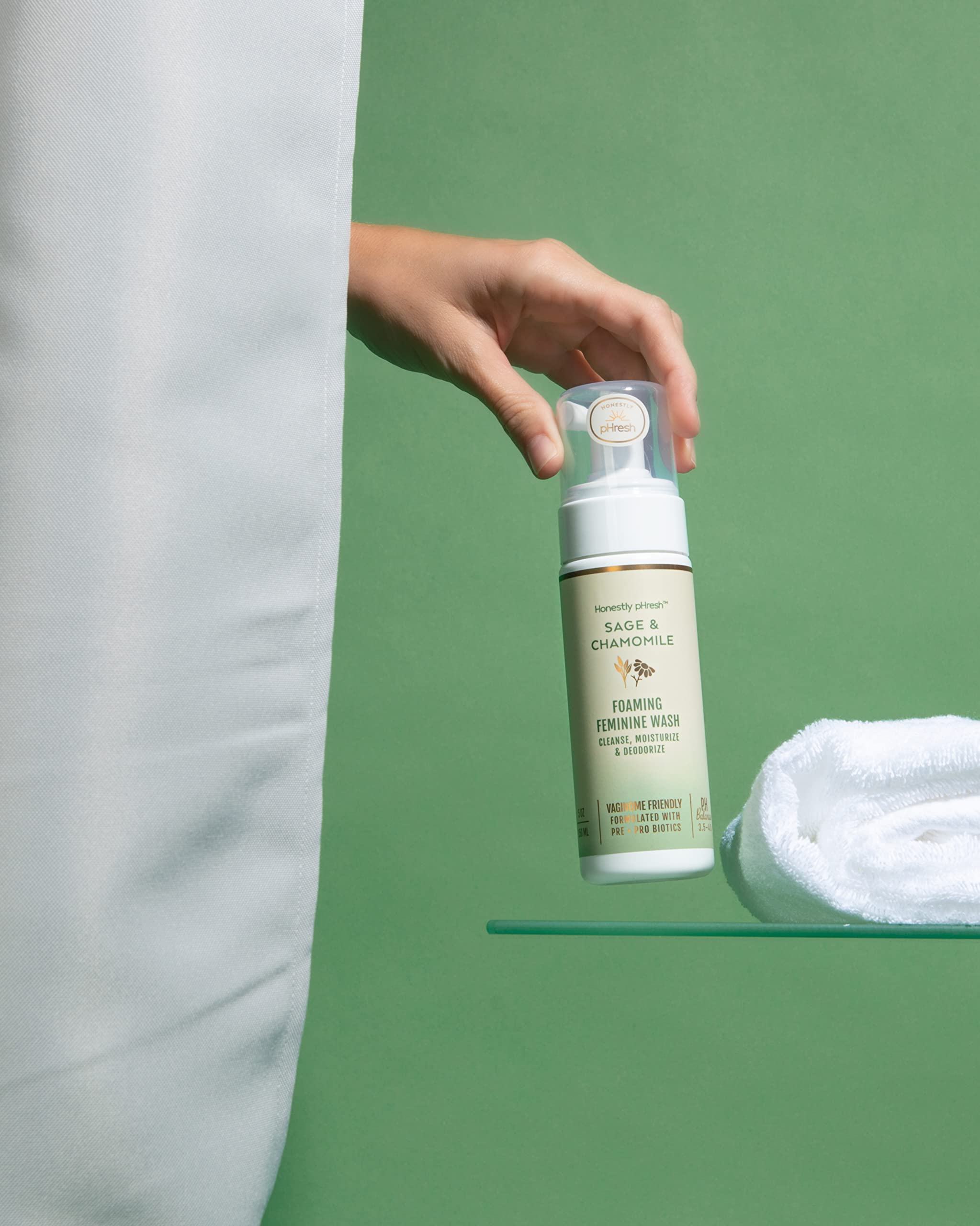 Honestly pHresh Natural Prebiotic & Probiotic Foaming Feminine Wash, pH Balanced with Essential Minerals - AB Mystery