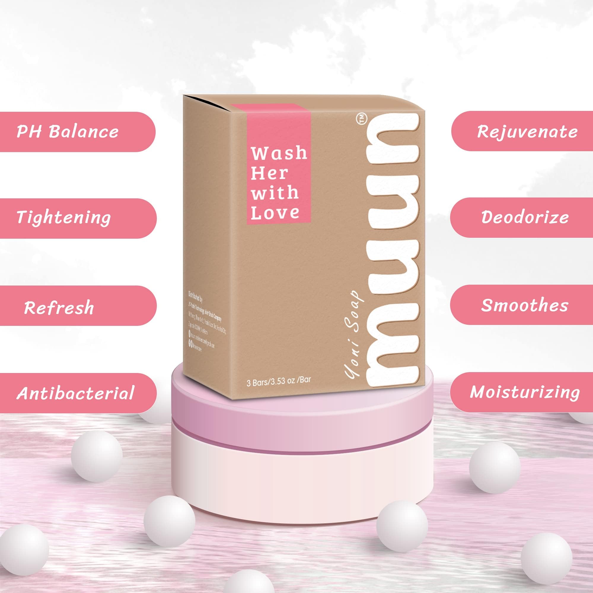Muun Yoni Soap Bar - Pack 3 Ph Balance Probiotics & Natural Ingredients - Gentle Cleansing Formula - AB Mystery