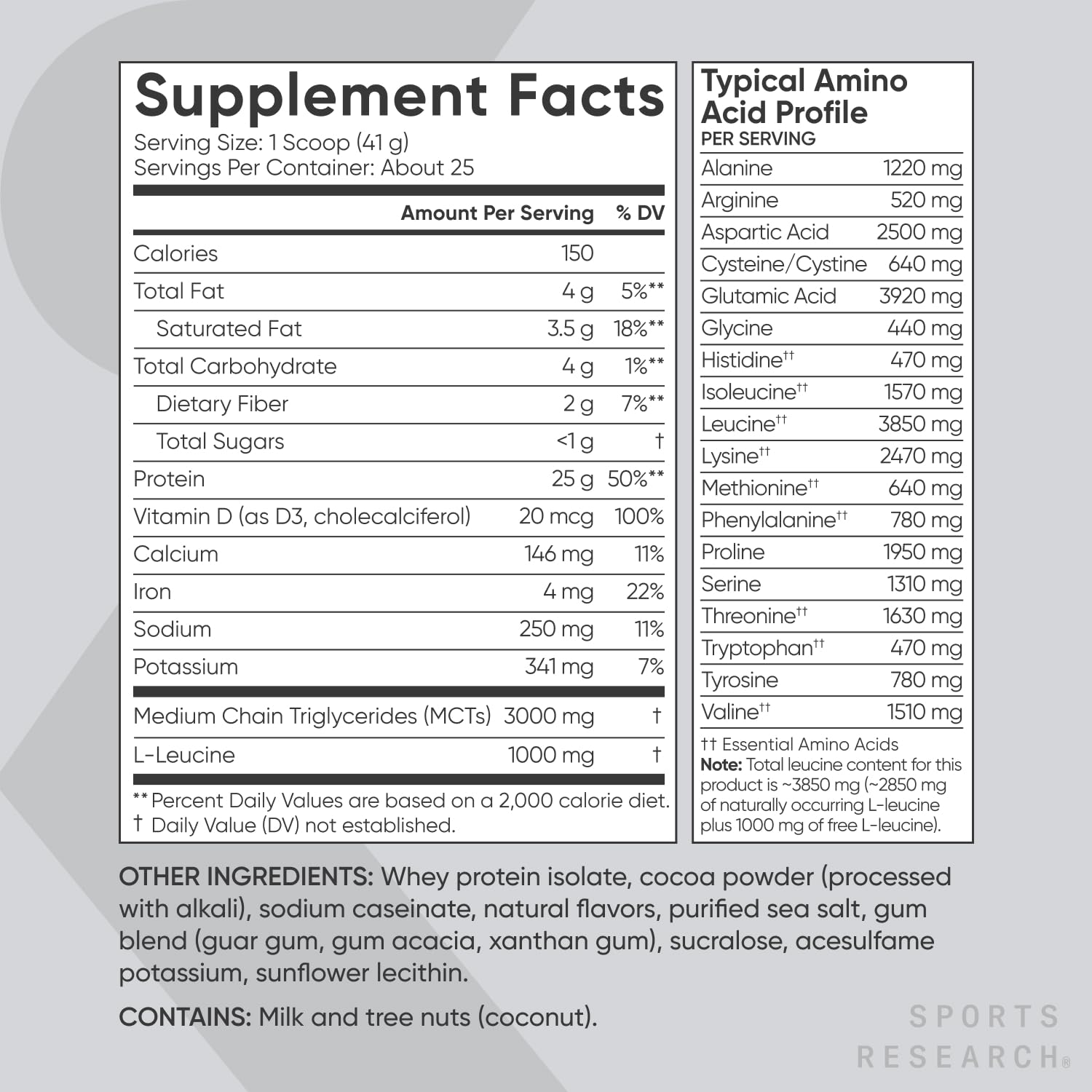 Sports Research Whey Protein Isolate - Sports Nutrition Protein Powder 25g per Serving - AB Mystery