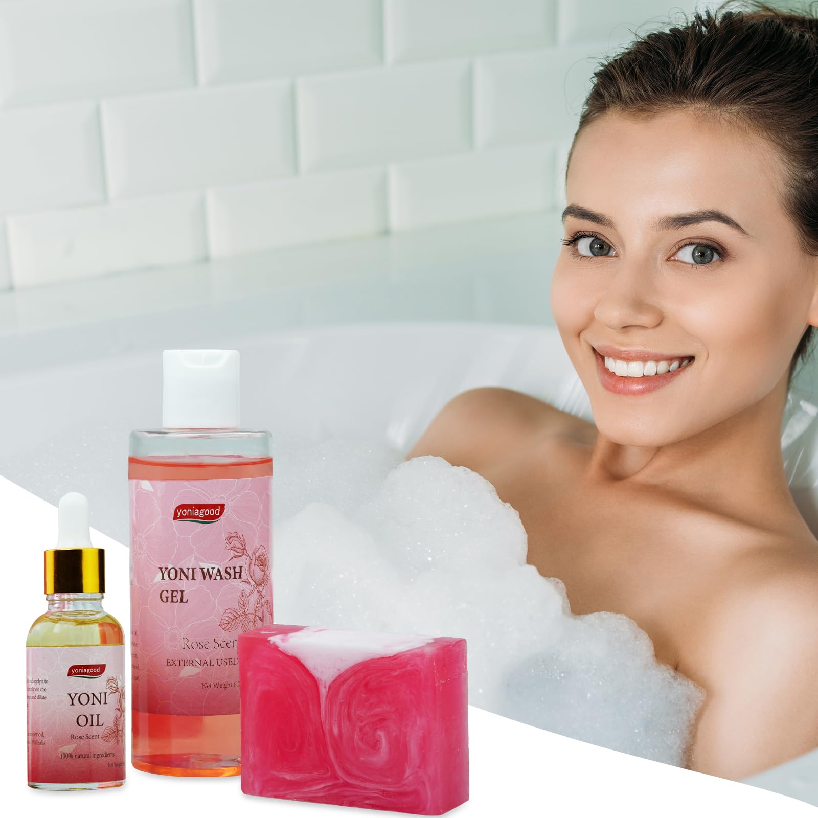 4 pack Yoni Wash Yoni Essential Oil Soap for Women Set, 2 * 30ml Feminine Oil, 6.7 fl.oz Feminine Wash - AB Mystery