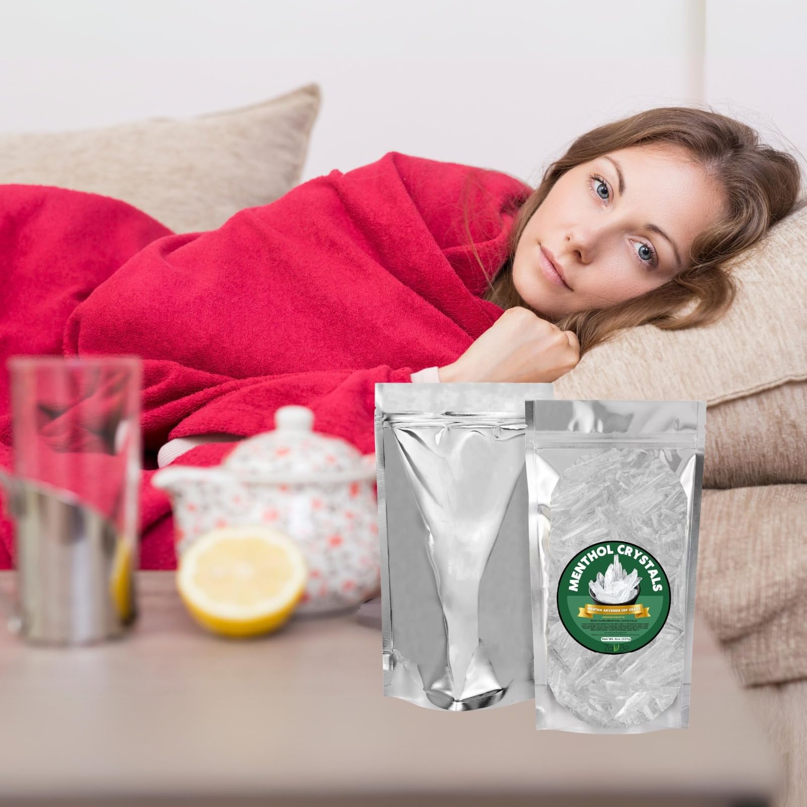 ZAVBE 1LB Menthol Crystal Mentha Arvensis Pure Natural in Resealable Bag USP Food Grade - AB Mystery