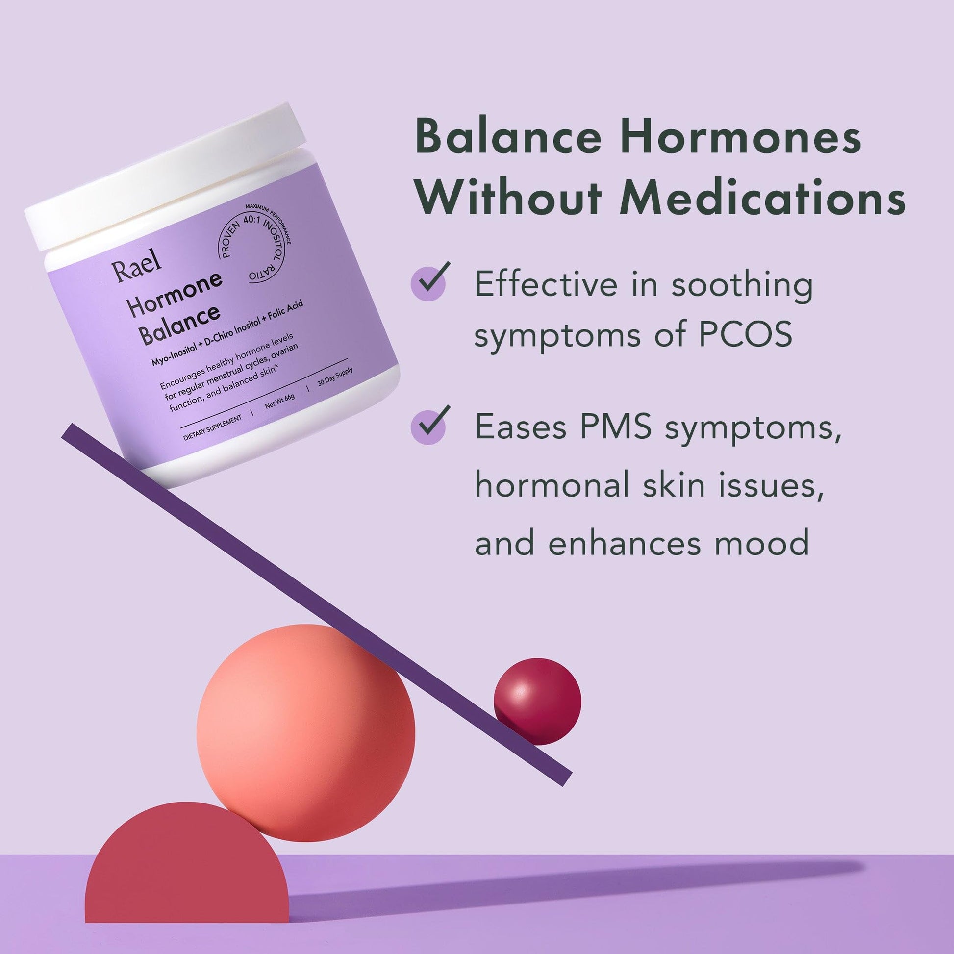 Rael Hormone Balance for Women, Myo Inositol Powder - Myo-Inositol & D-Chiro Inositol - AB Mystery
