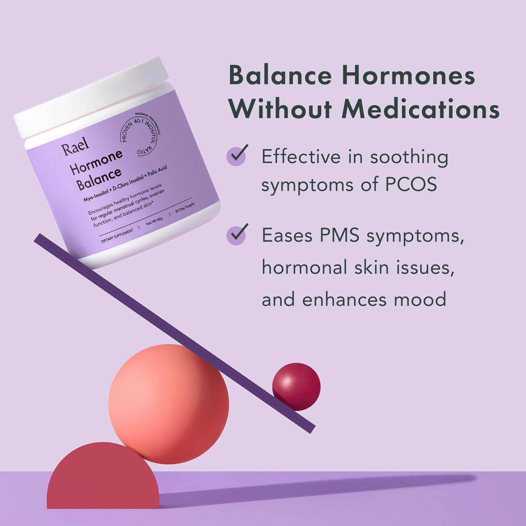 Rael Hormone Balance for Women, Myo Inositol Powder - Myo-Inositol & D-Chiro Inositol - AB Mystery