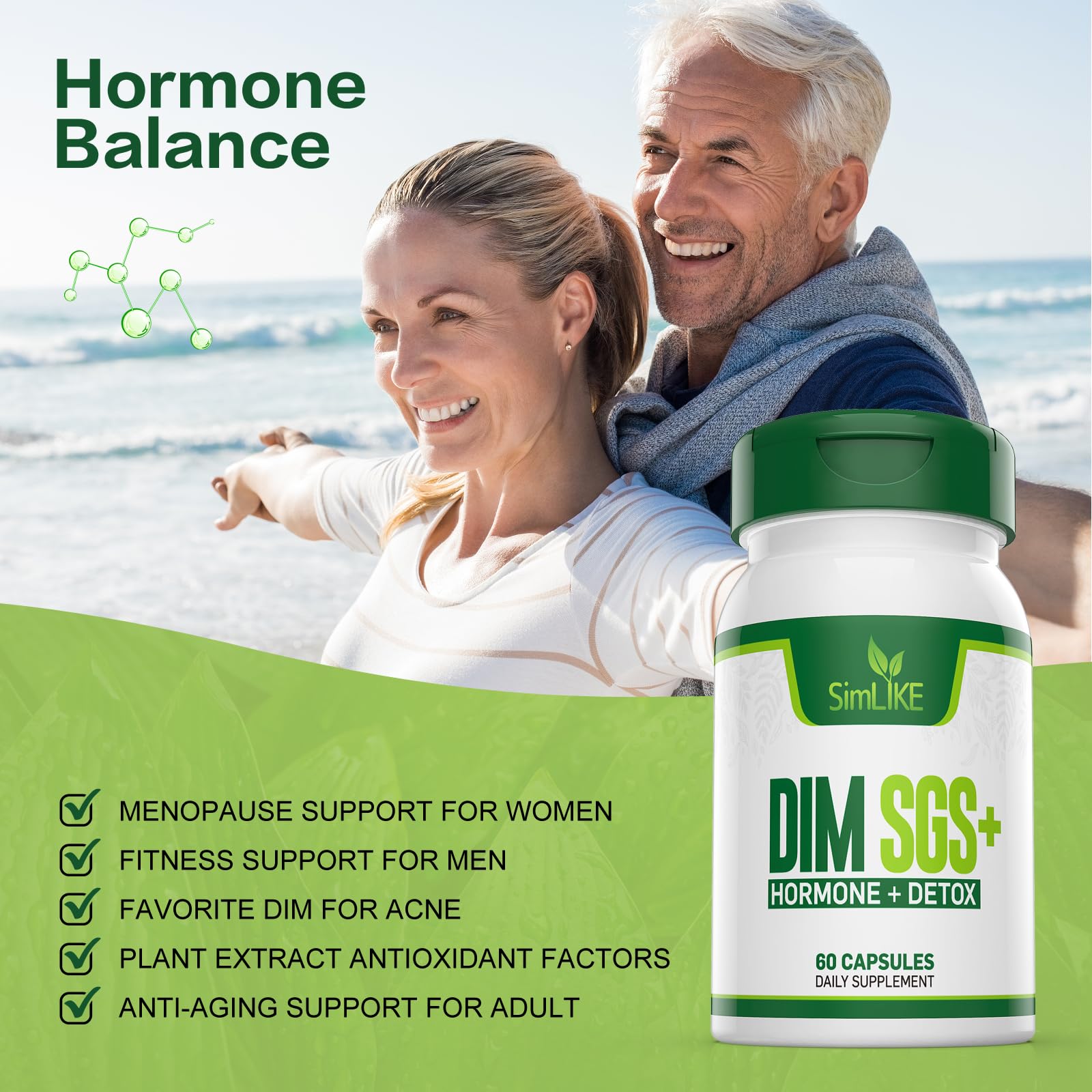 Simlike DIM SGS + - Hormone + Detox,Encourages Normal Estrogen Metabolism,Hormone Balance - AB Mystery