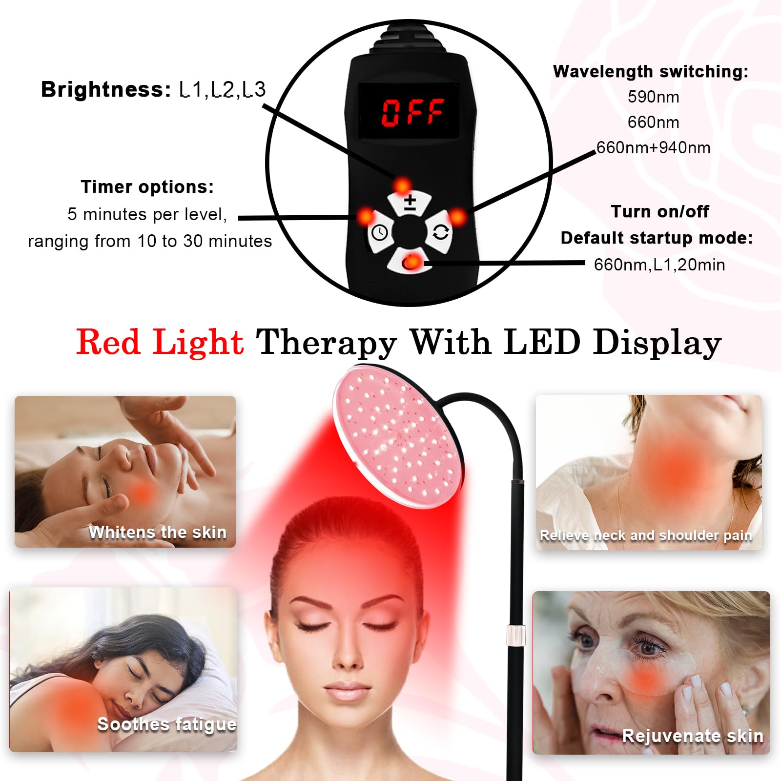 Akarishin Red Light Therapy Lamp - Boost Skin Vitality and Ease Muscle Soreness with Adjustable Stand - AB Mystery