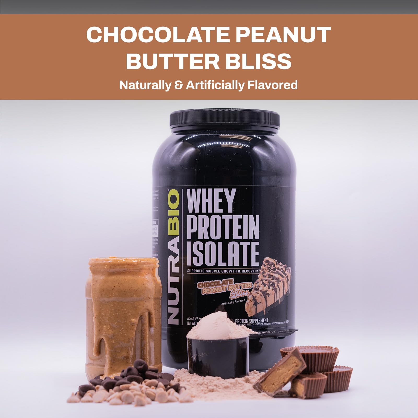 NutraBio Whey Protein Isolate Supplement – 25g of Protein Per Scoop with Complete - AB Mystery