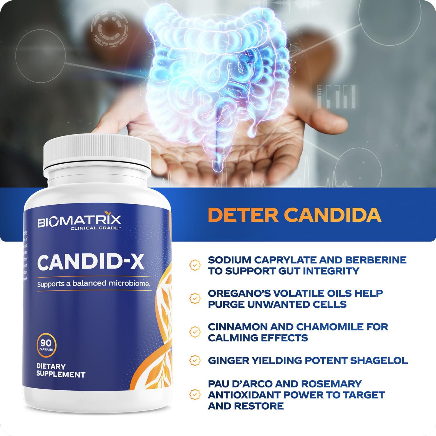 BioMatrix Candid-X Gut Cleanse with Berberine, Oregano, Sodium Caprylate, Chamomile, Ginger - AB Mystery