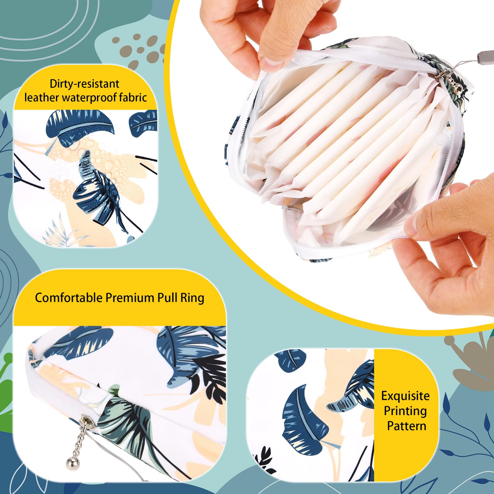 4Pcs Sanitary Napkin Storage Bag, Small Menstrual Period Bag Period Pouch Waterproof - AB Mystery