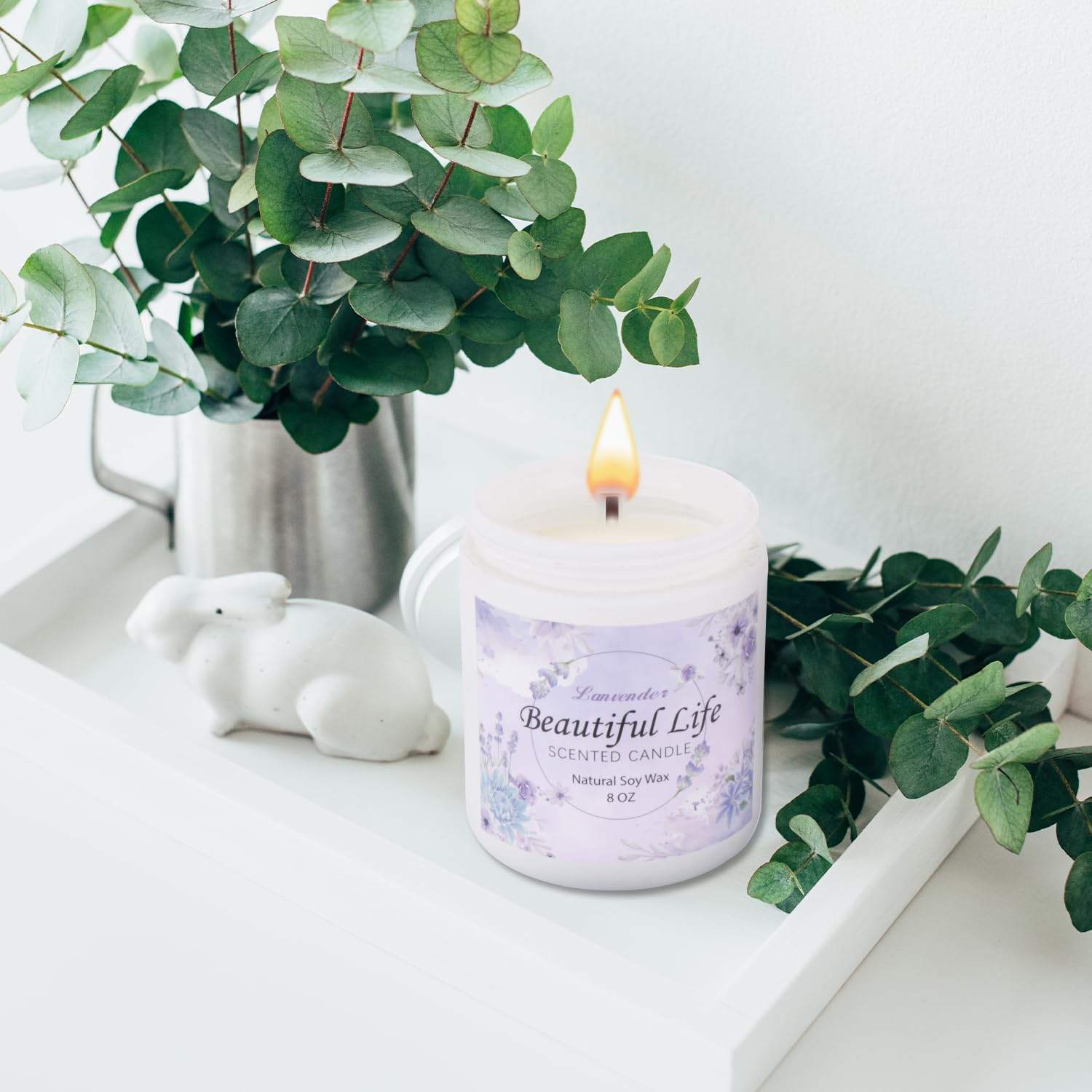 AMIDONSO Lavender Candles for Home Scented,8 oz Aromatherapy Candles Gift,45 Hour Long - AB Mystery