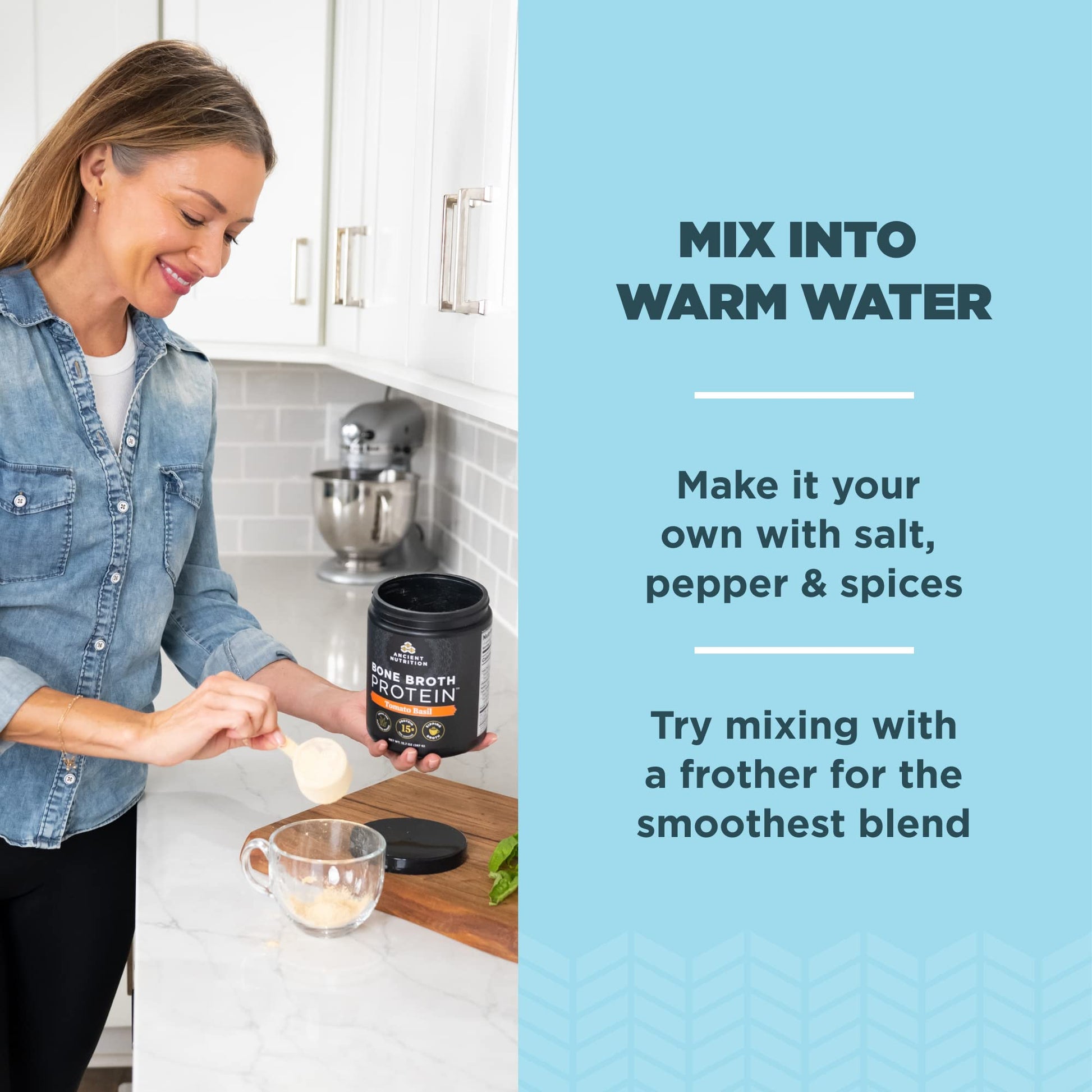 Ancient Nutrition Bone Broth Protein Powder, Tomato Basil, Grass-Fed Chicken and Beef - AB Mystery