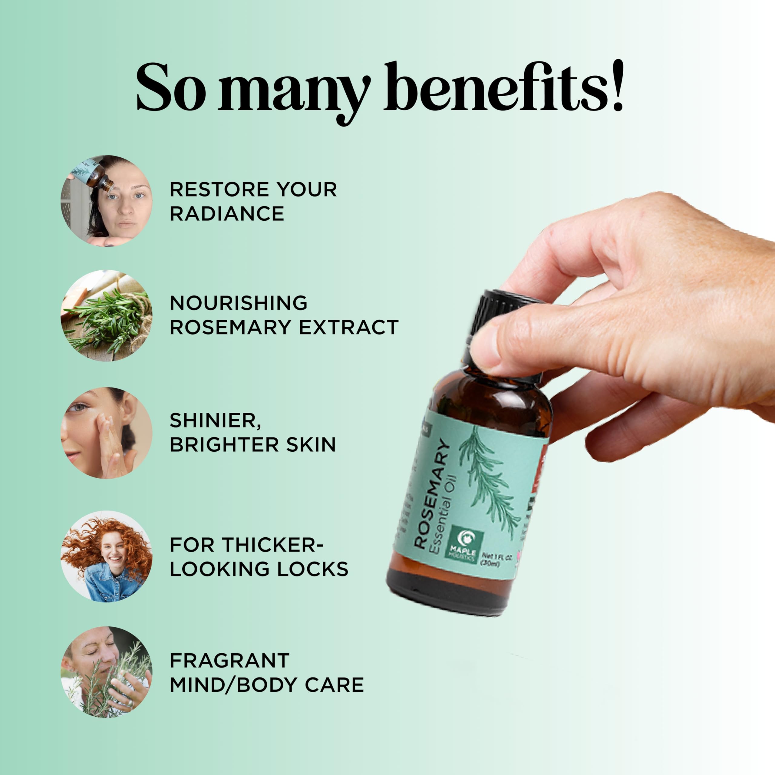 Pure Rosemary Essential Oil for Aromatherapy - Pure Rosemary Oil for Hair Skin and Nails - AB Mystery