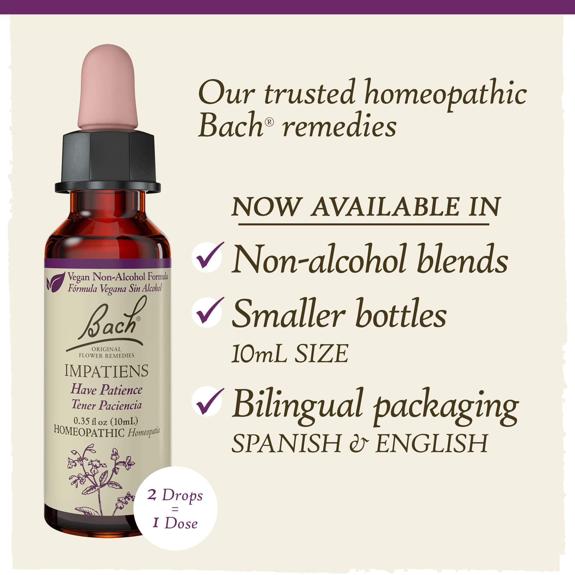 Bach Original Flower Remedies, Impatiens for Patience (Non-Alcohol Formula), Natural Homeopathic - AB Mystery