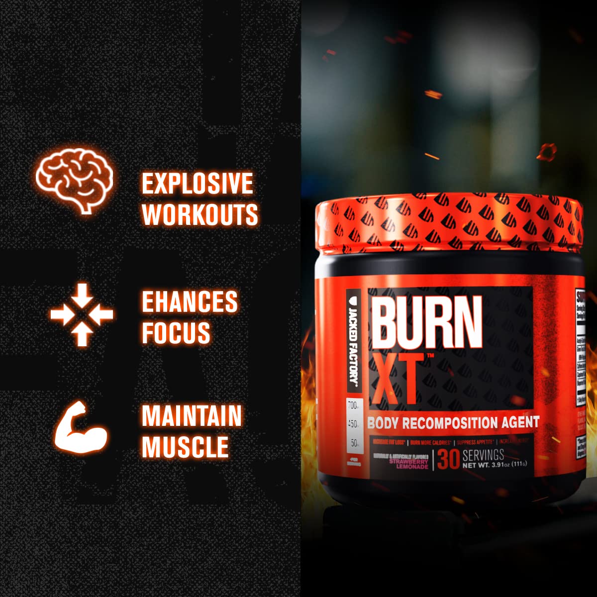 Jacked Factory Burn-XT Powder for Men & Women - Improve Focus & Increase Energy - AB Mystery