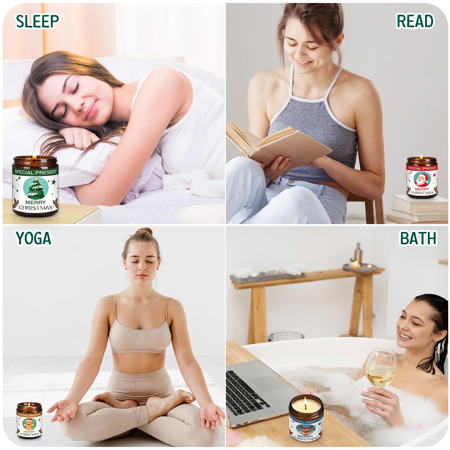 Christmas Candle Set Scented Candle Gift Set, 4 Pack 28 oz Christmas Scented Candles Over 180 Hours - AB Mystery