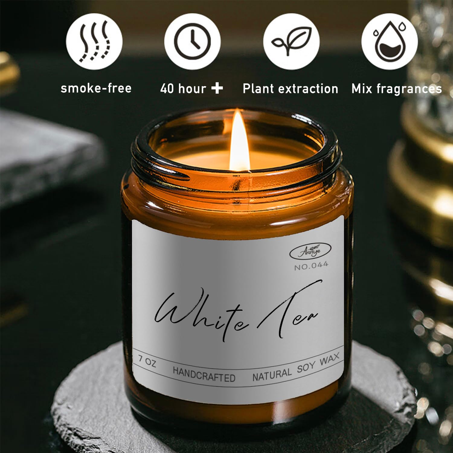 Annye White Tea Scented Candles, Organic Soy Candle for Home Scented, Hand-Poured Jar Candle - AB Mystery