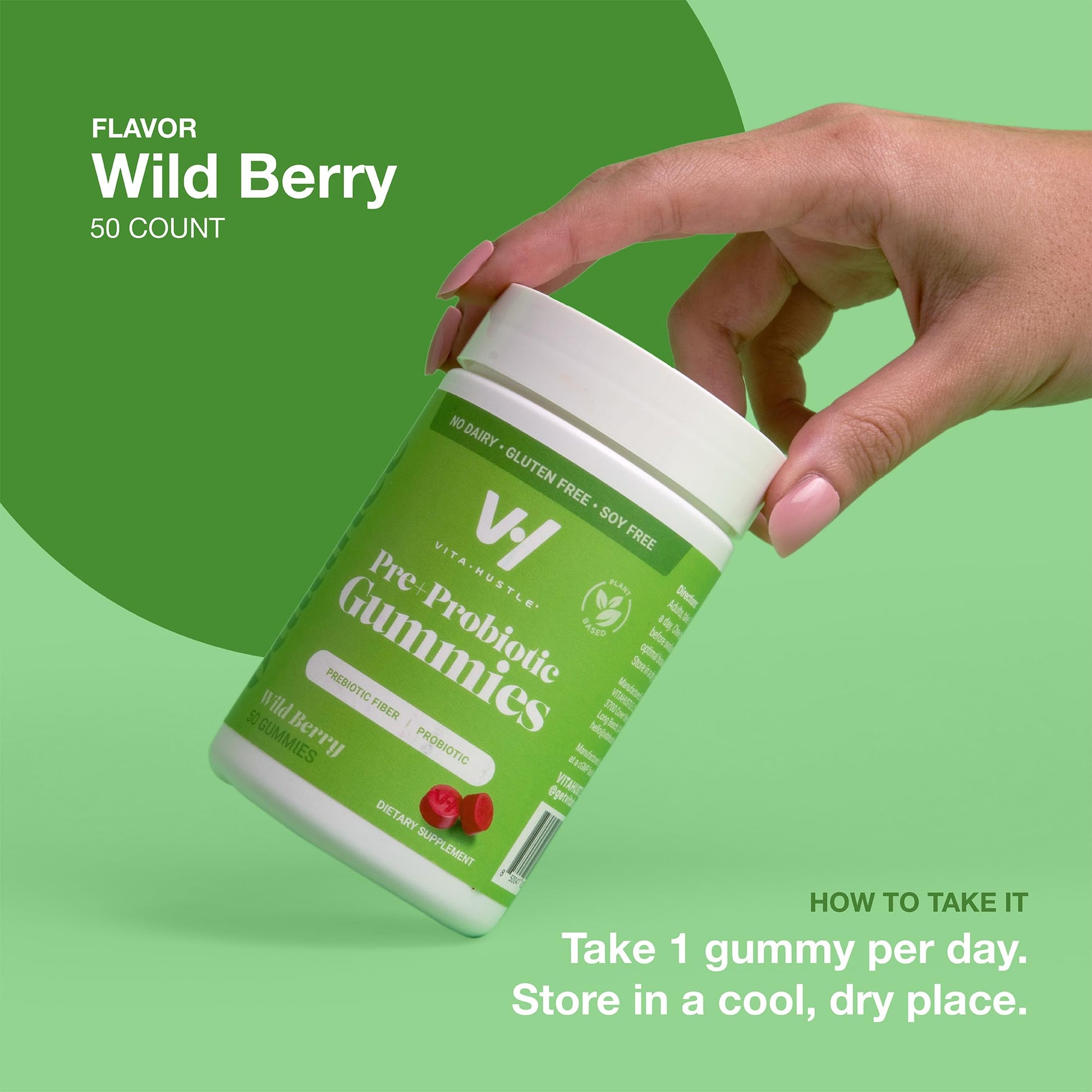 VitaHustle Probiotic Gummies + Prebiotics by Kevin Hart with Chicory Root Inulin Fiber - AB Mystery