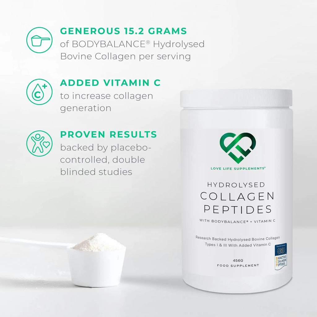 BODYBALANCE® Collagen Powder by LLS - Hydrolysed Bovine Collagen Peptides Types 1 & 3 with Vitamin C - Joint, Ligament - AB Mystery