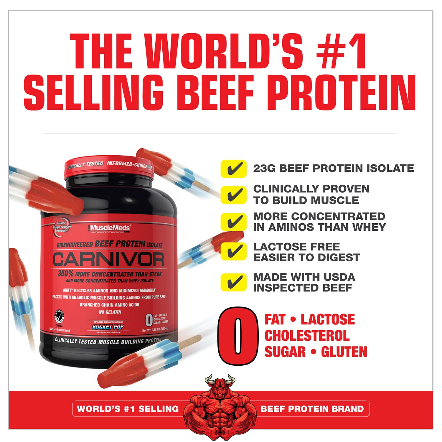 MuscleMeds CARNIVOR Beef Protein Isolate Powder, Muscle Building, Recovery, Lactose - AB Mystery
