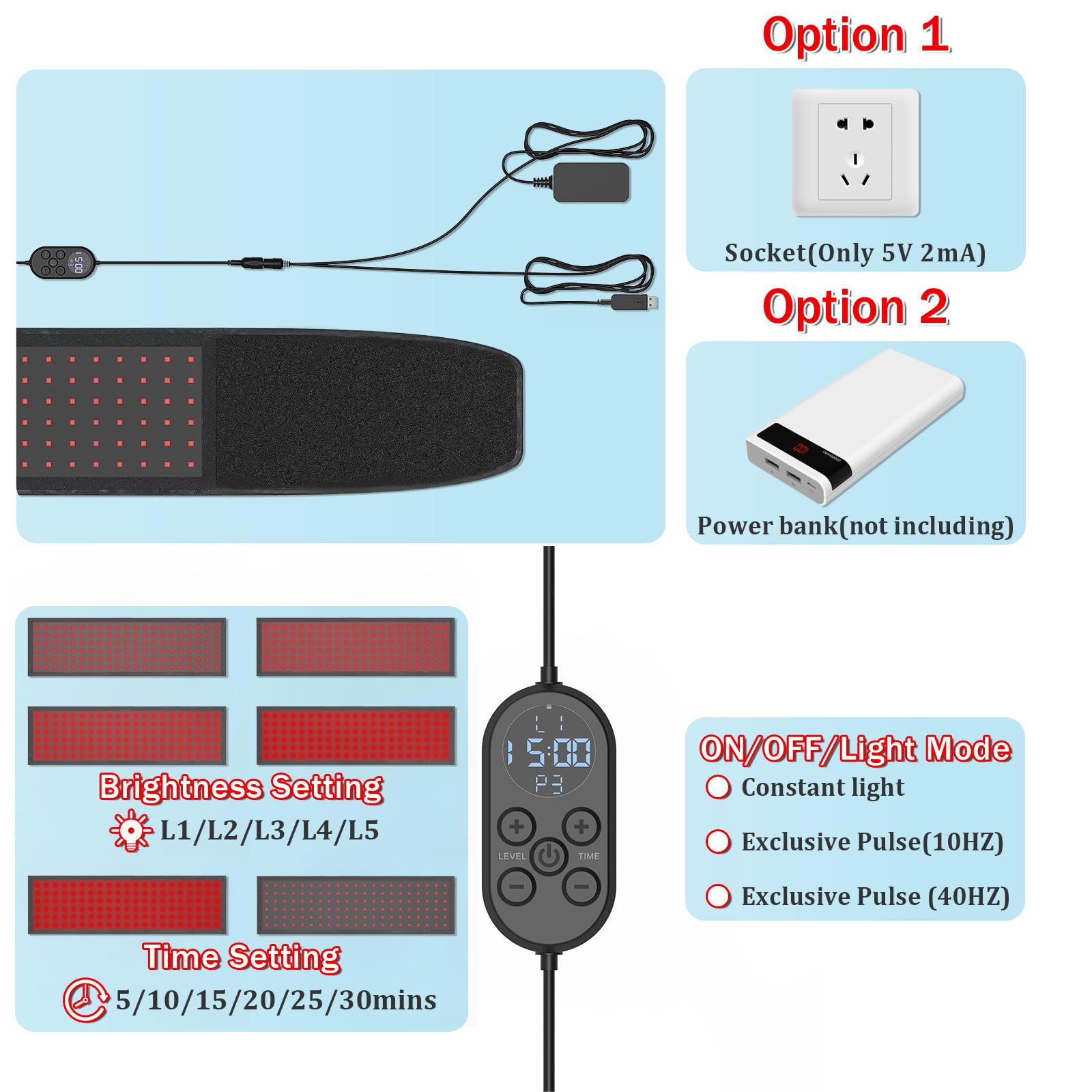 Red Light Therapy Belt Near-Infrared-Light Therapy Wrap for Body Wearable Large Pad - AB Mystery