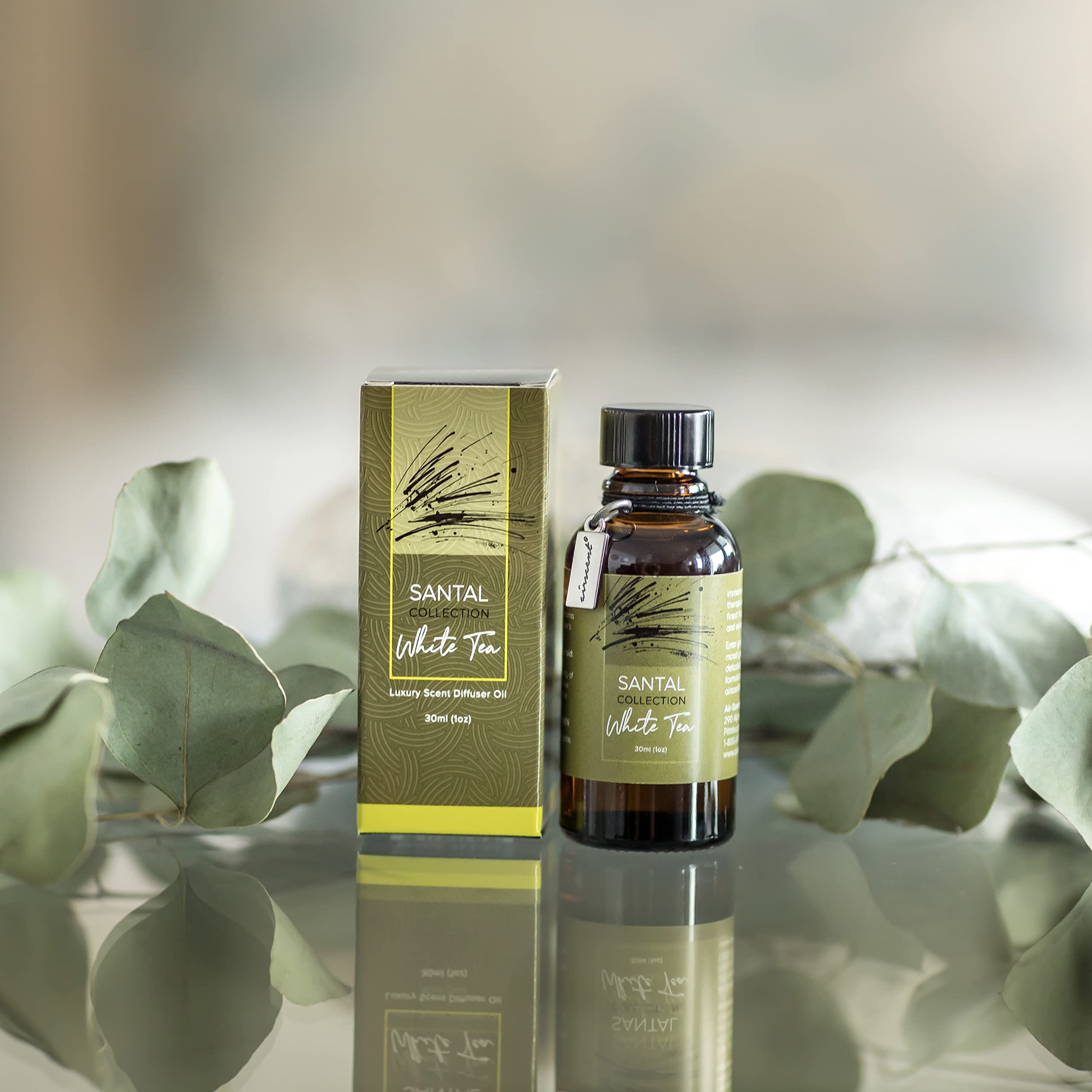 Santal White Tea Diffuser Oil - Air-Scent Aroma and Essential Oil Blend for Aromatherapy Diffusers - 30 Milliliter - AB Mystery