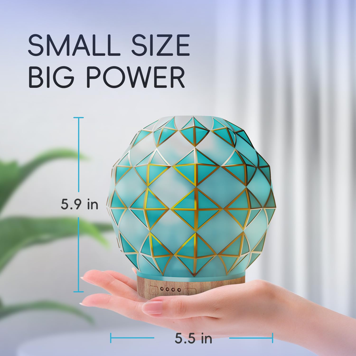 Youenkity Essential Oil Diffuser, Glass Ultrasonic Aromatherapy Diffuser with 7 Color LED Lights - AB Mystery