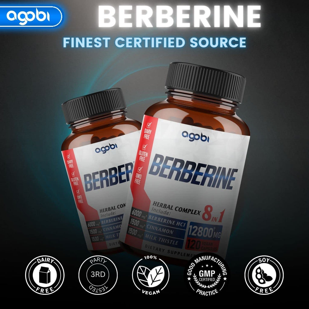 120 Capsules - Berberine Supplement 12800mg with Ceylon, Milk Thistle, Turmeric - AB Mystery
