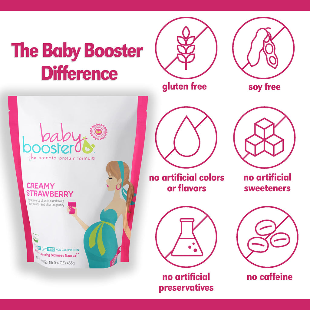 Baby Booster Prenatal Vitamin Supplement Shakes, Salted Carmel and Strawberry Baby Booster