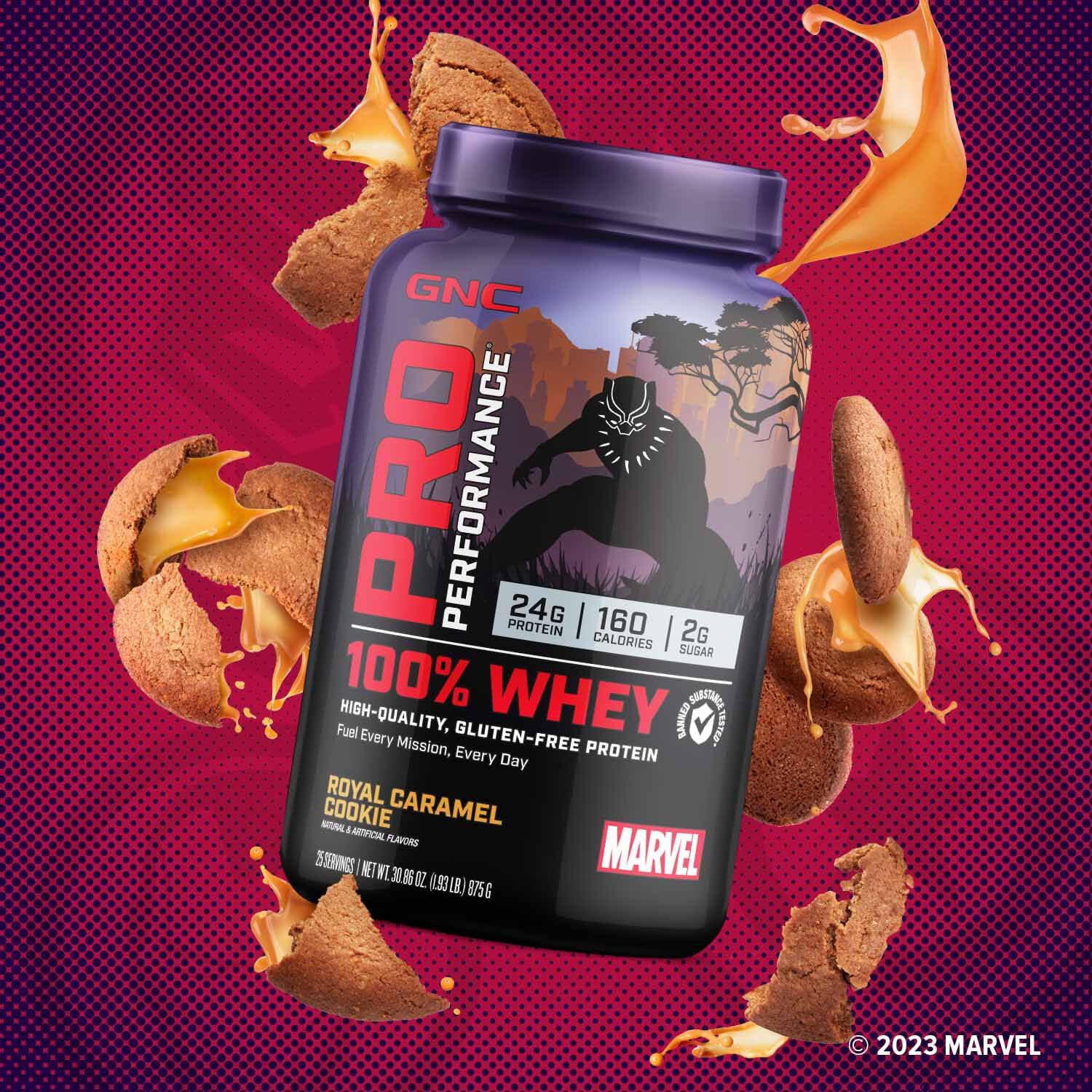 GNC Pro Performance 100% Whey - Marvel: Royal Caramel Cookie - 25 Servings - AB Mystery