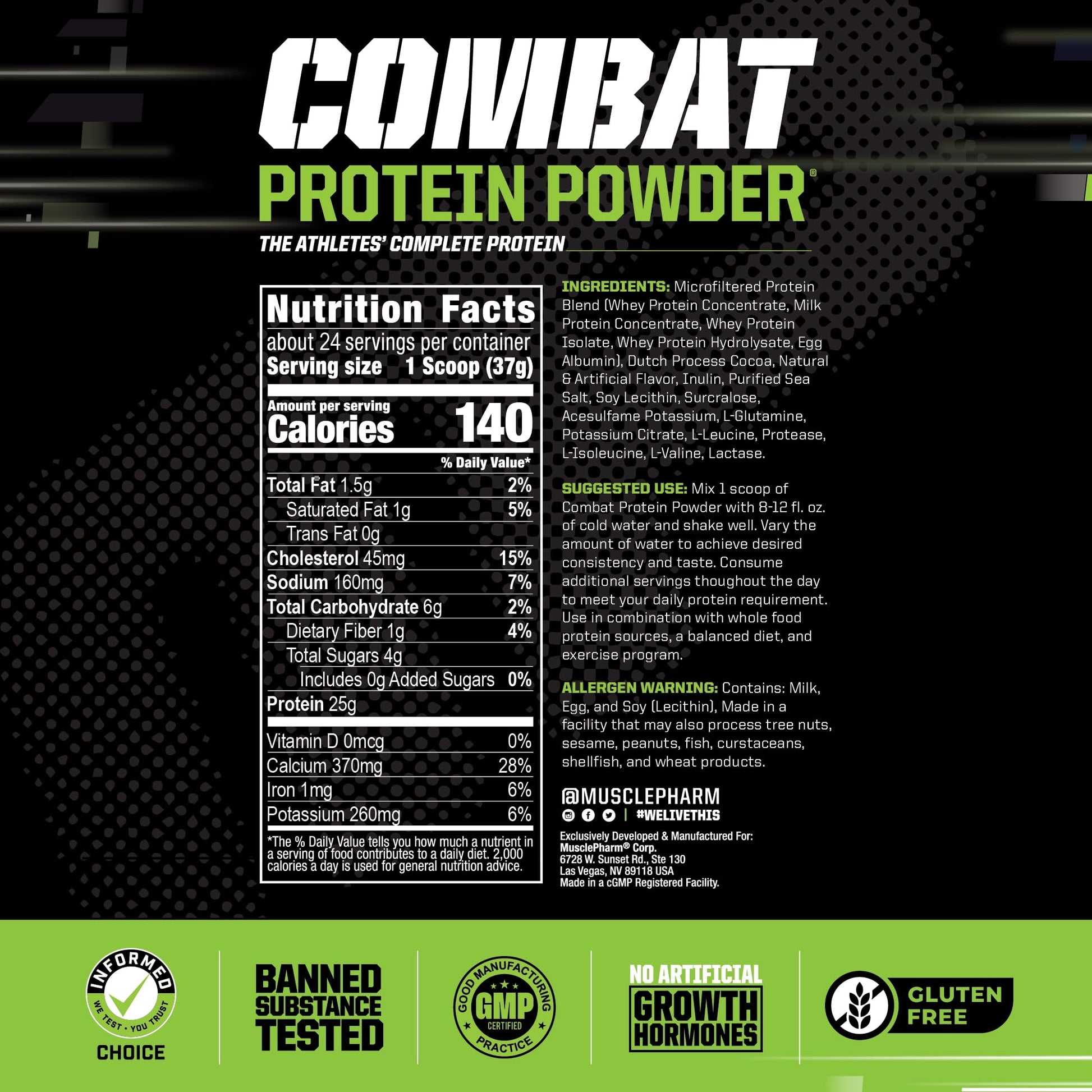 Muscle Pharm Combat Protein Powder, Fuels Muscles for Productive Workouts, 5 Protein - AB Mystery