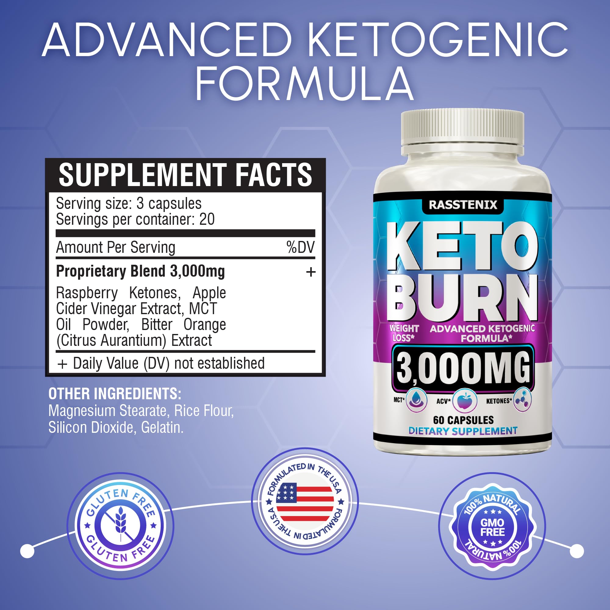 Rasstenix (2 Pack) Keto Pills - Lean Keto Diet Pills - Weight Fat Management Loss - AB Mystery