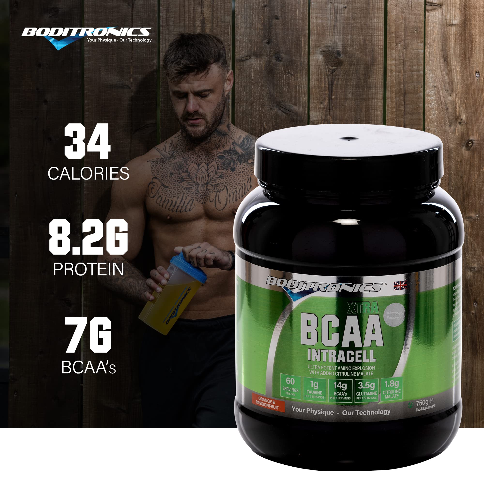 Boditronics BCAA Intracell Xtra Intra Workout Protein Powder, Branched Chain Amino Acid Supplement Boditronics