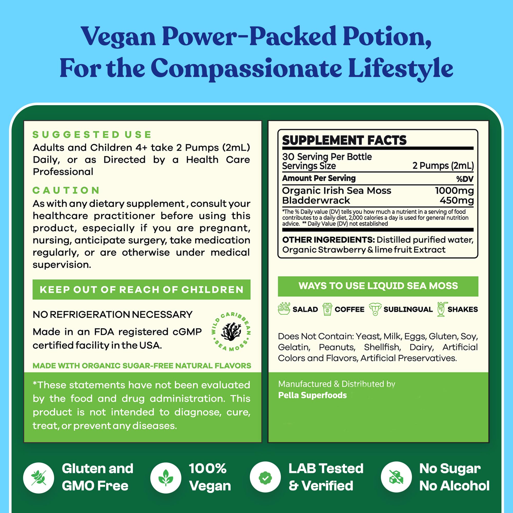 Organic Sea Moss Drops - 1000mg Irish Sea Moss - 4X Stronger than Sea Moss Gel - AB Mystery