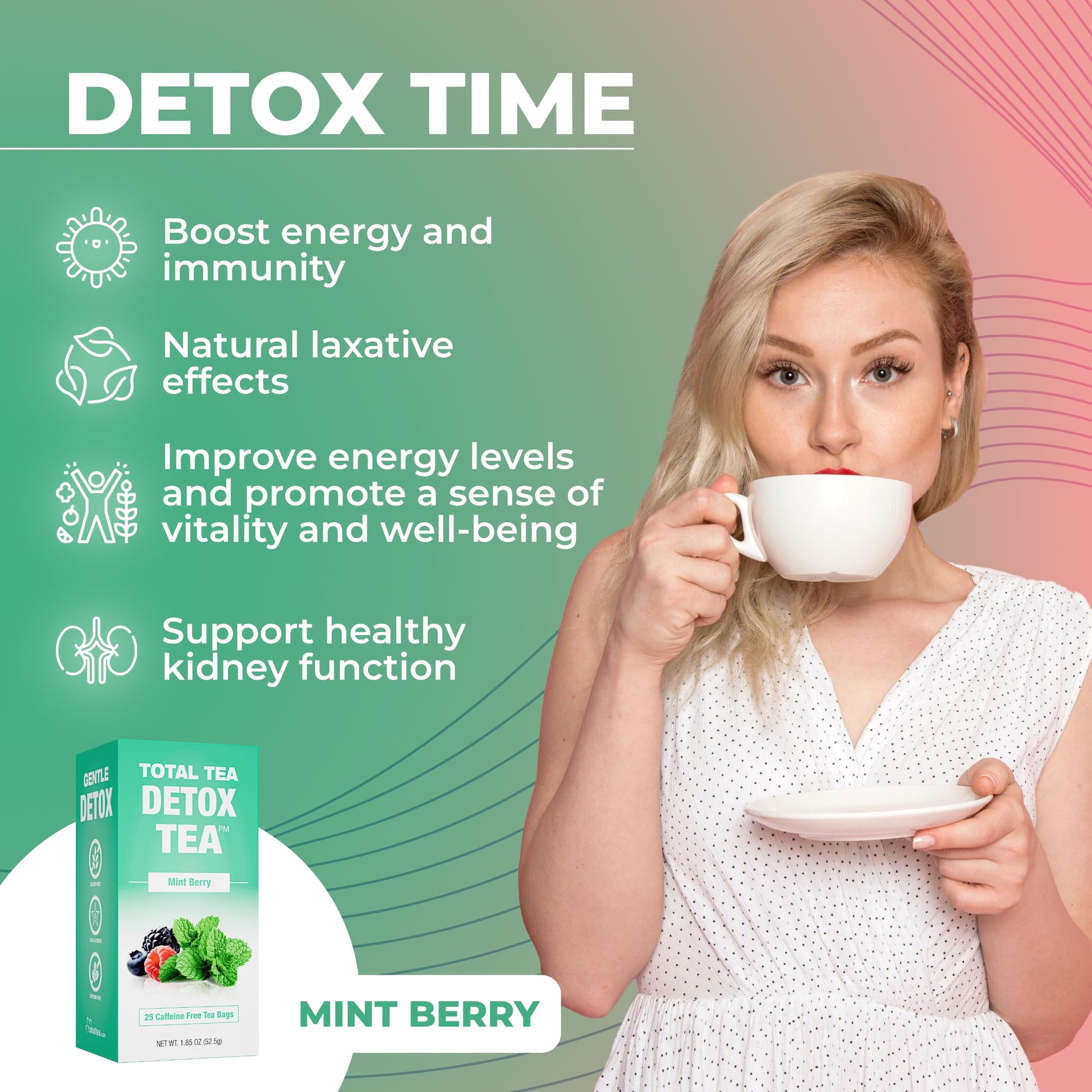 Total Tea Slimming Detox Tea for a Healthy Weight Support - Caffeine Free - Herbal - AB Mystery