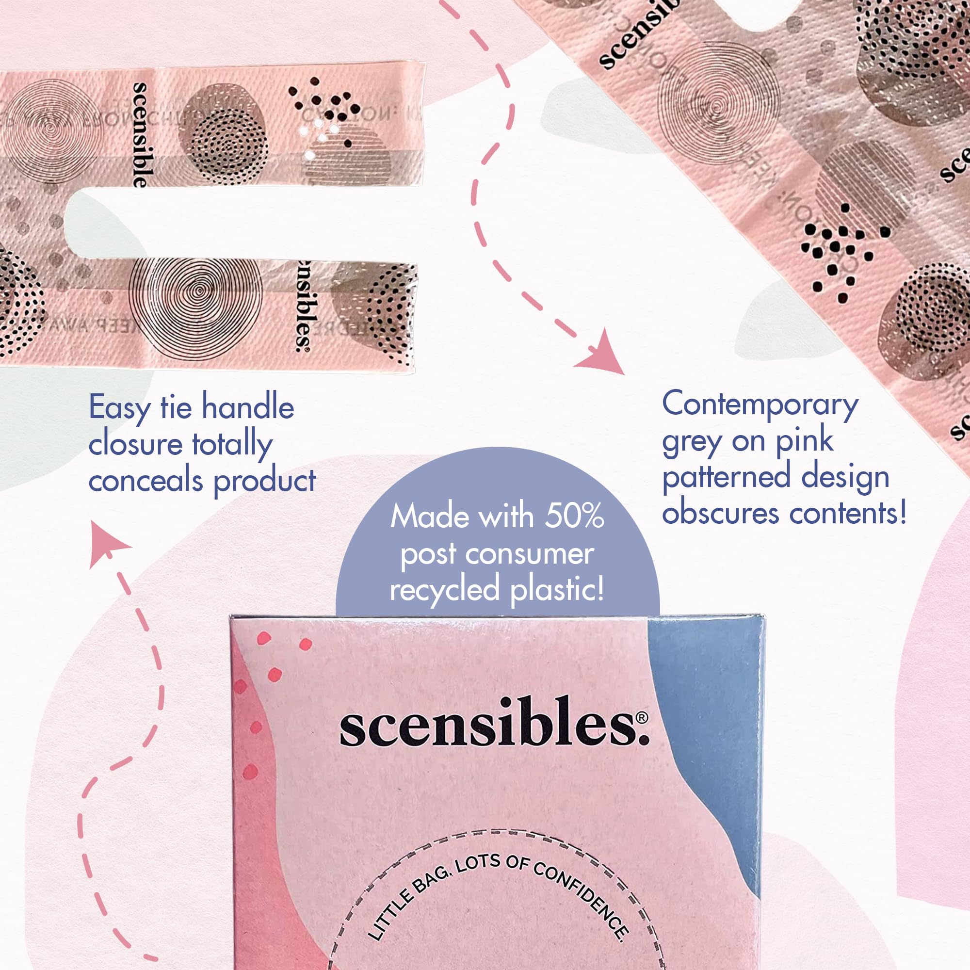 Scensibles Personal Care Disposal Bags (50 Count) - For Tampons, Pads, Liners, Condoms & More - AB Mystery
